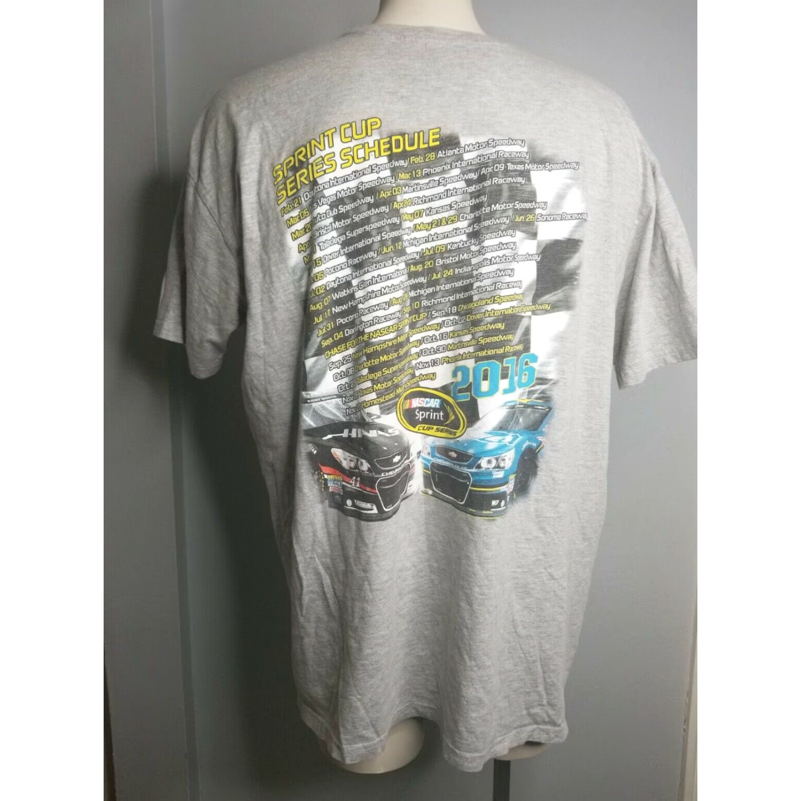 NASCAR Mens 2XL NASCAR Sprint Cup Series T Shirt Gray All Over Print Schedule Shirt Mens 2XL Gray NASCAR Schedule 2016 T Shirt Size US XXL / EU 58 / 5 - 3 Thumbnail