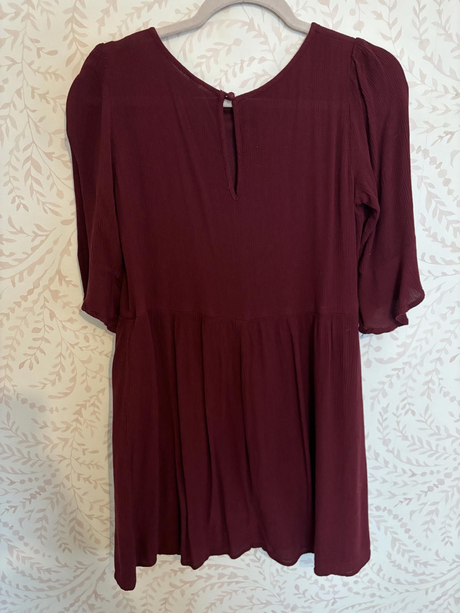 Free People NWOT Free People Burgundy Embroidered High Waist Dress M Size M / US 6-8 / IT 42-44 - 4 Thumbnail