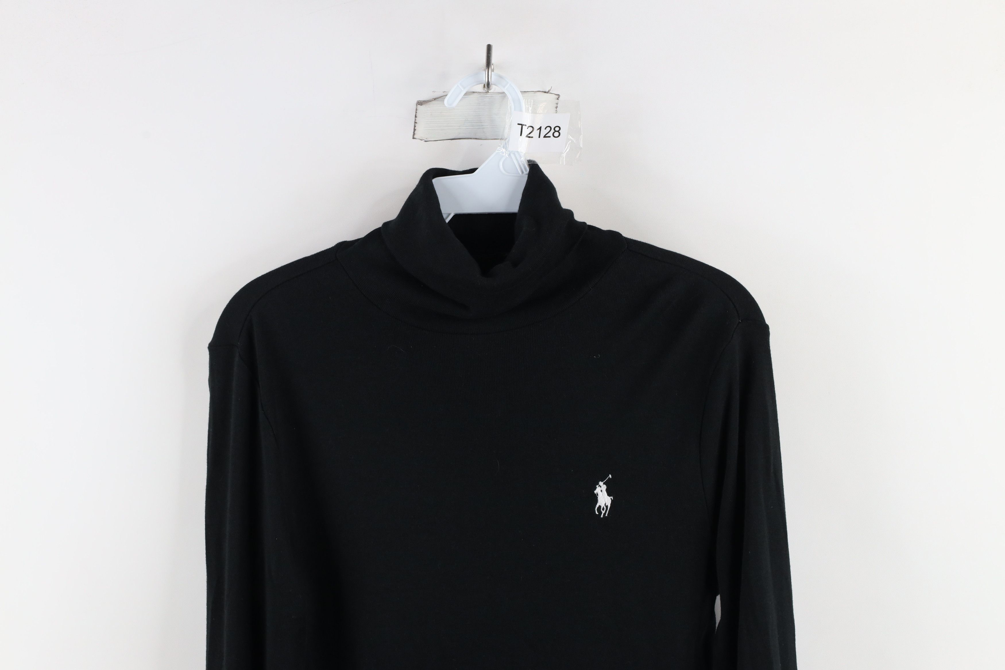 Ralph Lauren × Vintage Vintage Ralph Lauren Ribbed Knit Turtleneck T-Shirt Black Size L / US 10 / IT 46 - 2 Thumbnail