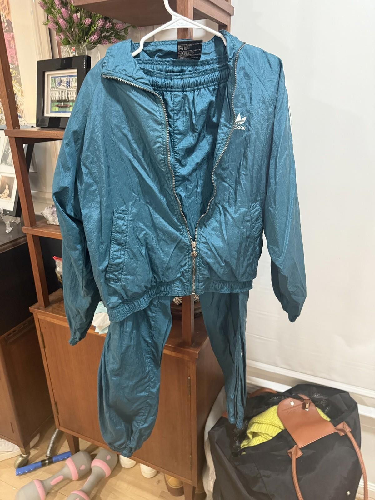 Adidas Vintage 90s Adidas Tracksuit Set sz M Nylon Green Size US 32 / EU 48 - 5 Thumbnail