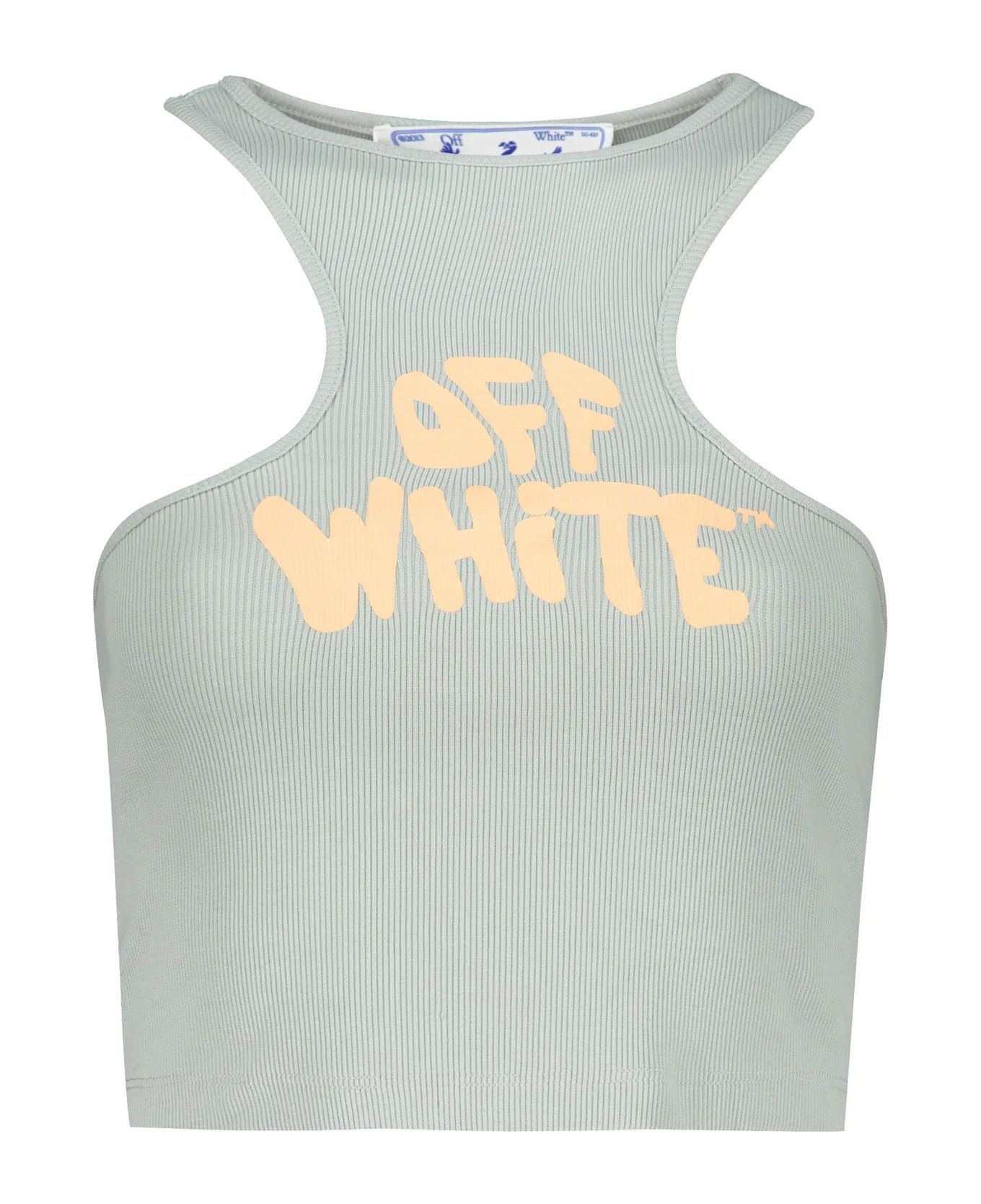 Off-White o1gr1nt0325 70s Type Logo Rib Rowing Top in Grey Size L / US 10 / IT 46 - 1 Thumbnail