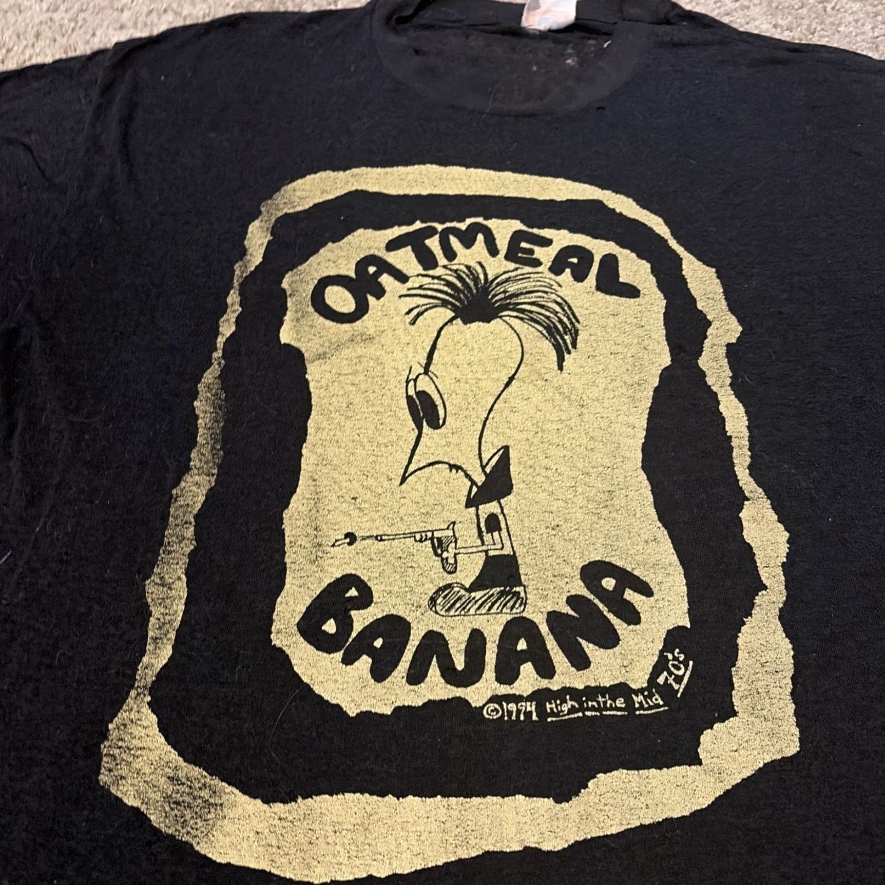 Vintage VINTAGE Obscure Art “Oatmeal Banana” Skater Stoner Paper Thin T-Shirt XL Men Black High In The Mid 70’s Shirt Art 1994 90s Size US XL / EU 56 / 4 - 3 Thumbnail