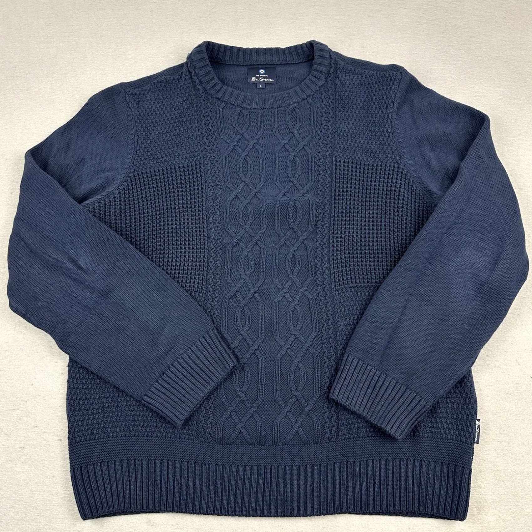 Ben Sherman Ben Sherman Sweater Men Large Blue Crew Neck Long Sleeve Pullover Cable-Knit L Casual Preppy Logo Shirt Size US L / EU 52-54 / 3 - 2 Thumbnail