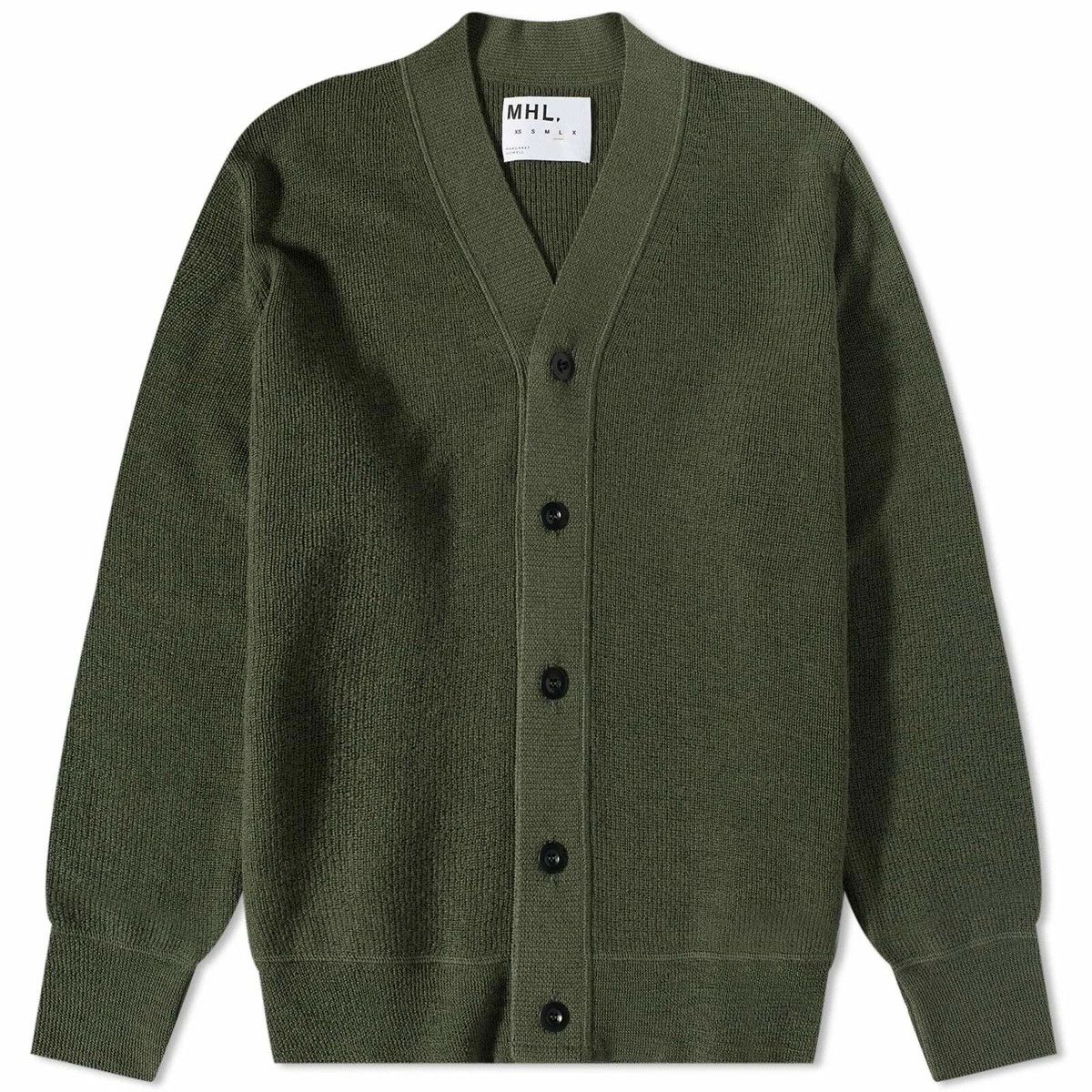 Margaret Howell MHL Men's Flatlock Cardigan in Uniform Green Size US S / EU 44-46 / 1 - 7 Thumbnail