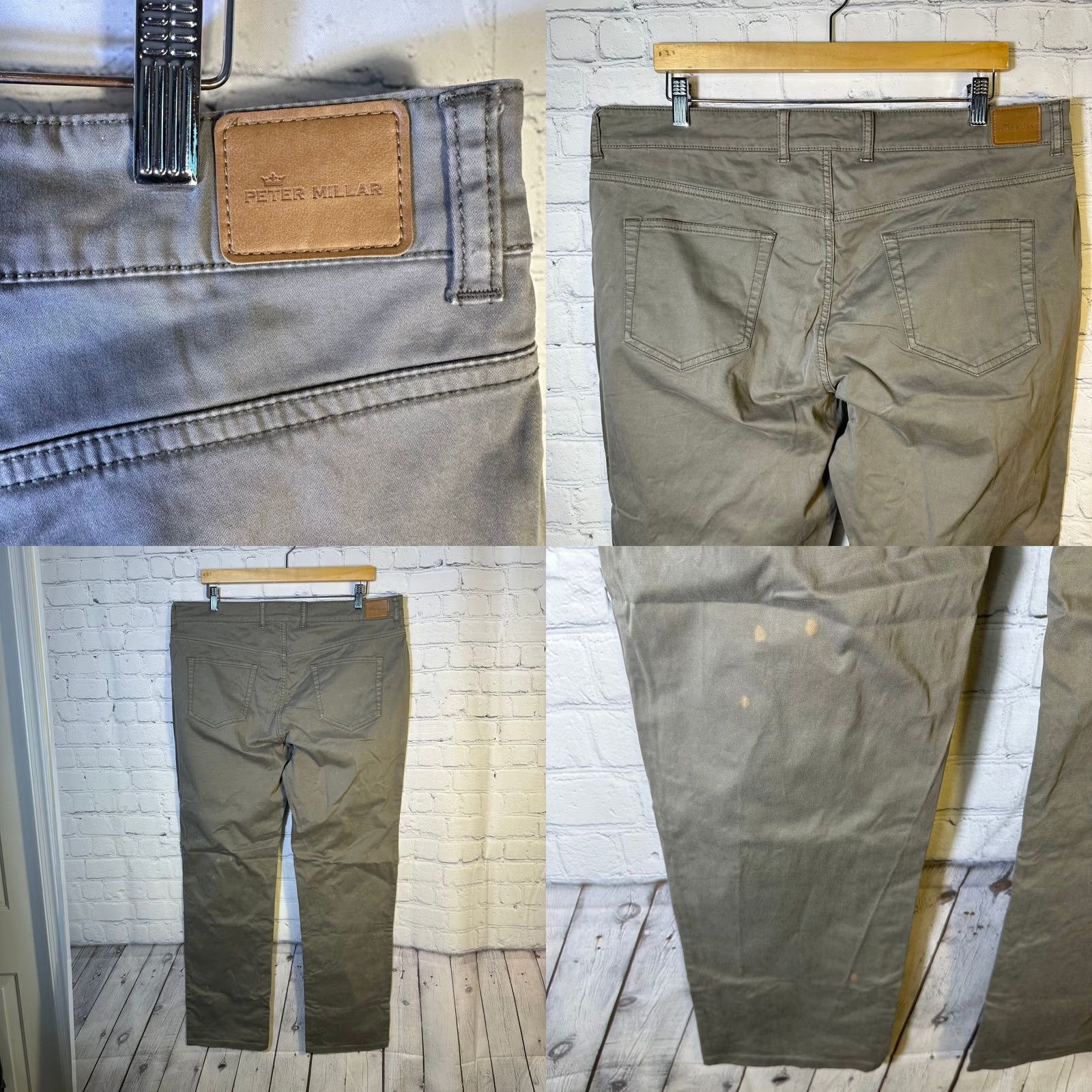 Peter Millar Peter Millar Pants Mens 5 Pocket Straight Leg Cotton Twill 38 Green Taupe Casual Chino Jeans Vintage? No Size US 37 - 8 Thumbnail