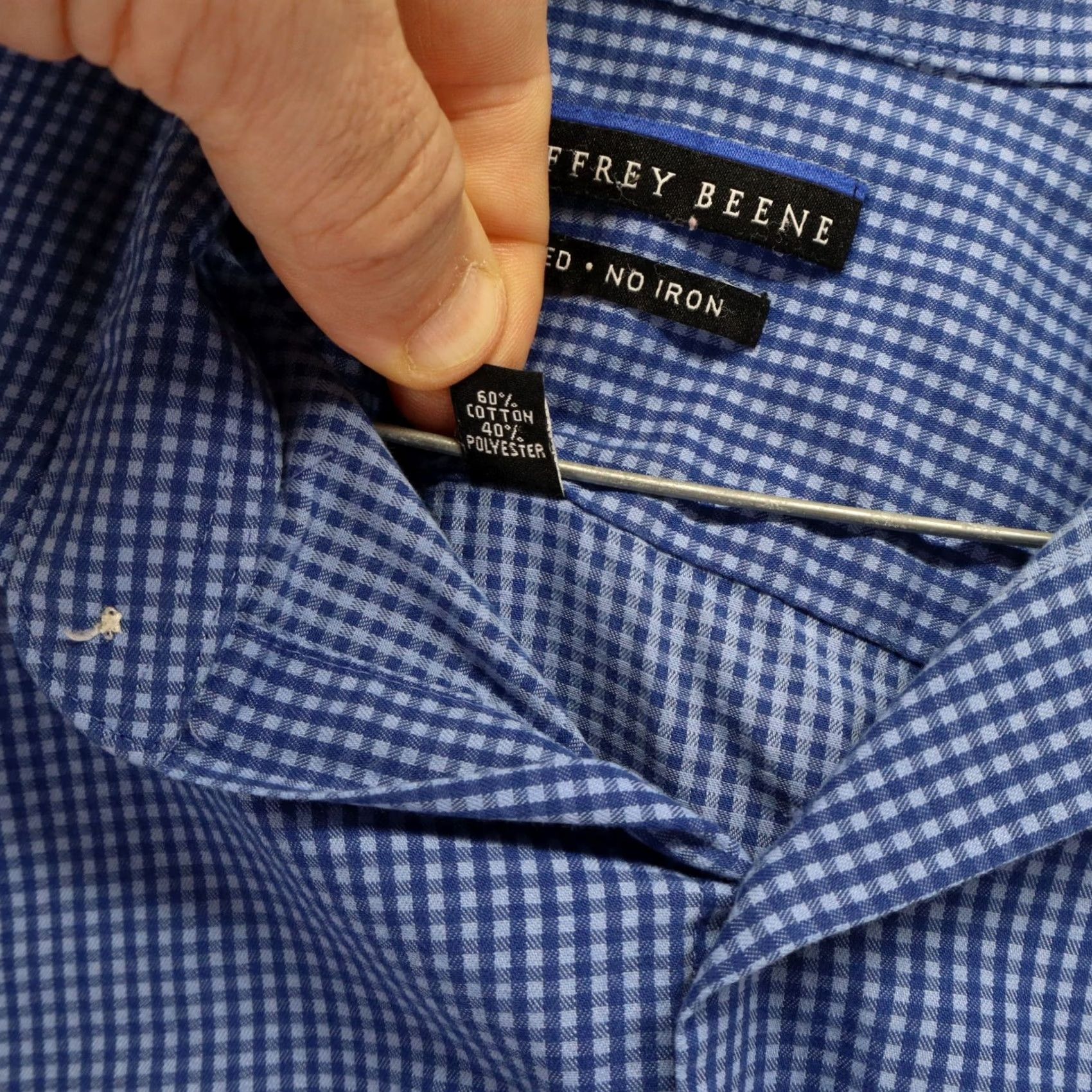 Geoffrey Beene Geoffrey Beene Shirt Mens 17 34/35 Fitted Button Up Blue Plaid Long Sleeve Size US XL / EU 56 / 4 - 5 Thumbnail