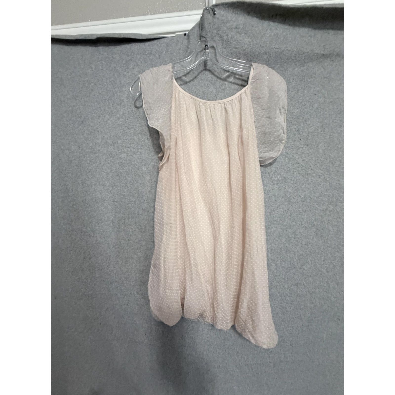 Pinko Luisa Ricci Dress Womens L Pink Polka Dot Silk Chiffon Flutter Sleeve Size L / US 10 / IT 46 - 7 Thumbnail