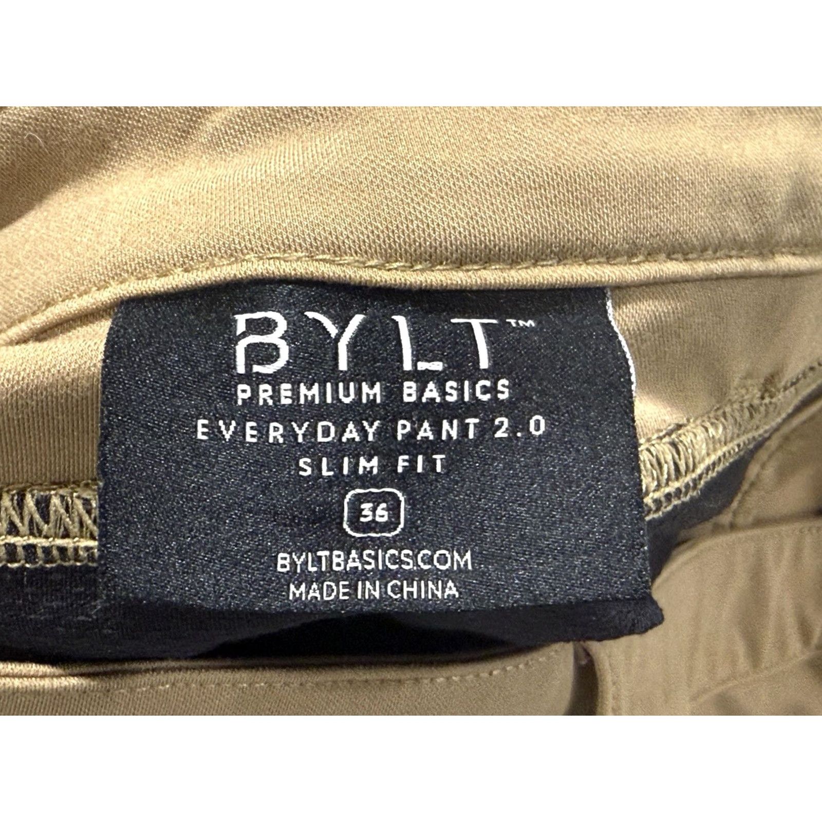 Vintage BYLT Everyday 2.0 Pants Mens 33x30 Slim Fit Performance Stretch Zip Pocket Brown Beige Chino Straight Leg 30 Inseam Modern Casual Mens Size US 36 / EU 52 - 4 Thumbnail