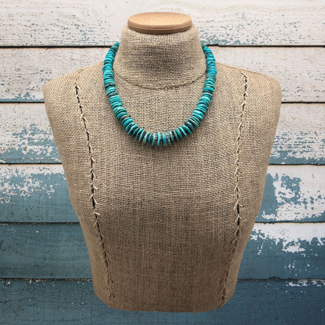 Native 1990s NATIVE AMERICAN Sterling Turquoise Graduated Necklace Size ONE SIZE - 3 Thumbnail