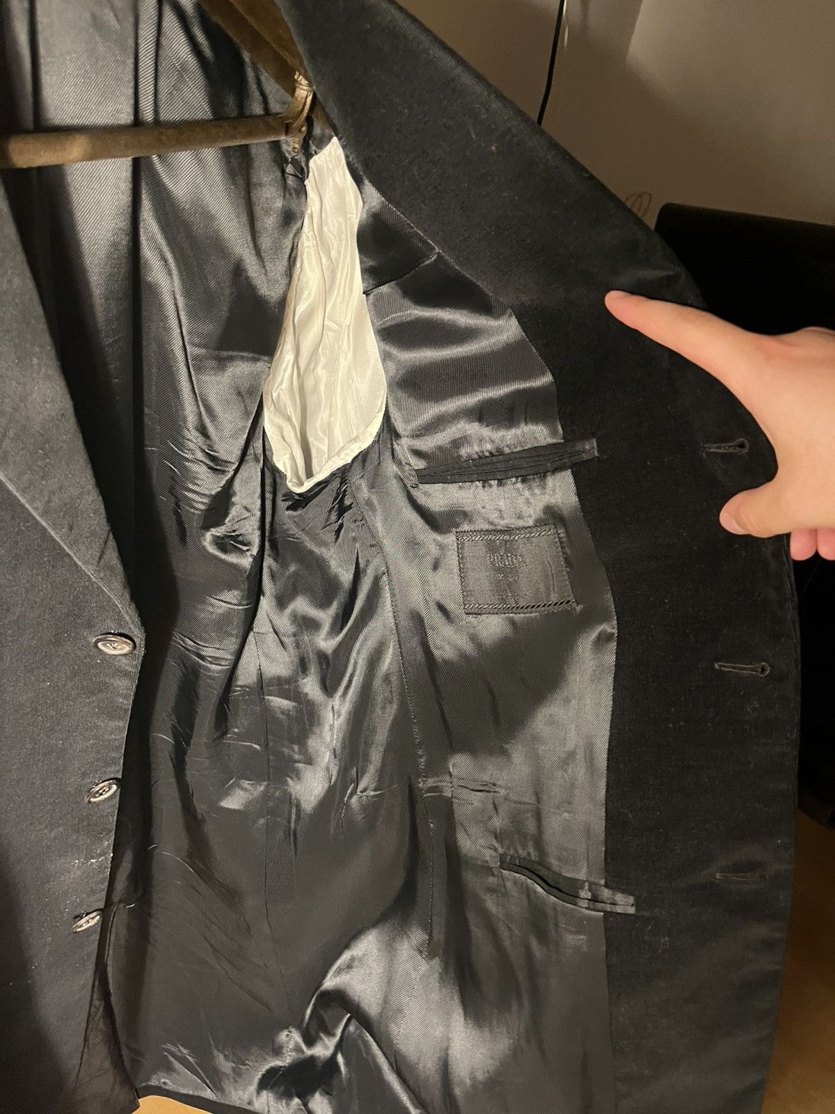Prada 1990s Prada Black Corduroy 3-Button Blazer IT 50 Size 40L - 6 Thumbnail
