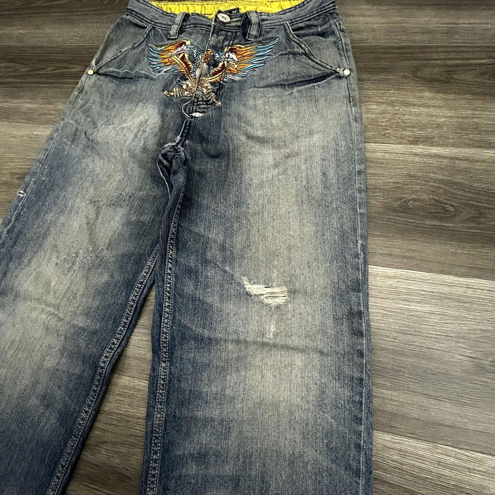 Coogi VINTAGE COOGI Jeans Mens 32x32 Blue Embroidered Eagle Striped Y2K VERY RARE Size US 32 / EU 48 - 5 Thumbnail