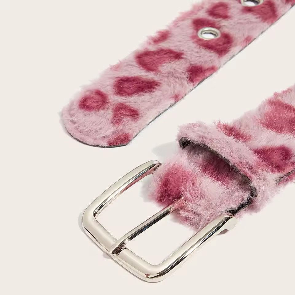 Japanese Brand Y2k snow leopard fuzzy fur belt Size 30 - 4 Thumbnail