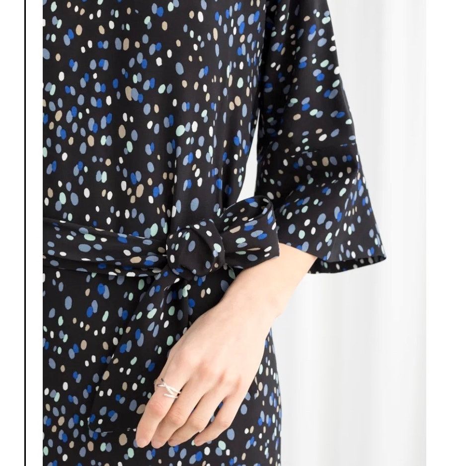 & Other Stories & Other Stories Black Blue Polka Dot Midi Dress size 0 Size XS / US 0-2 / IT 36-38 - 6 Thumbnail