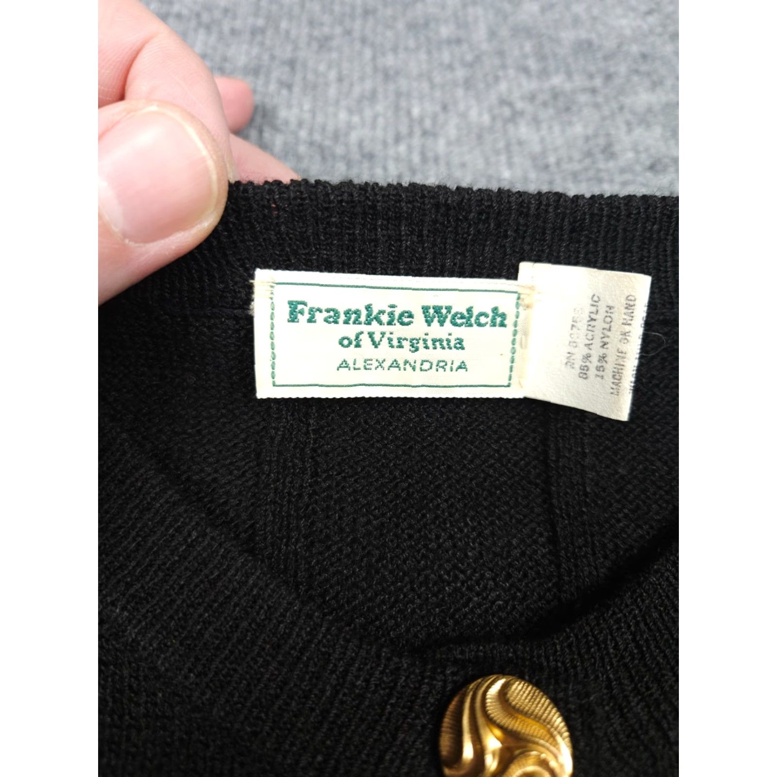Vintage VINTAGE Frankie Welch Jacket Women Cardigan Black 8 Buttons WOW Overcoat Wool/Acrylic Blend Buttoned Size M / US 6-8 / IT 42-44 - 6 Thumbnail