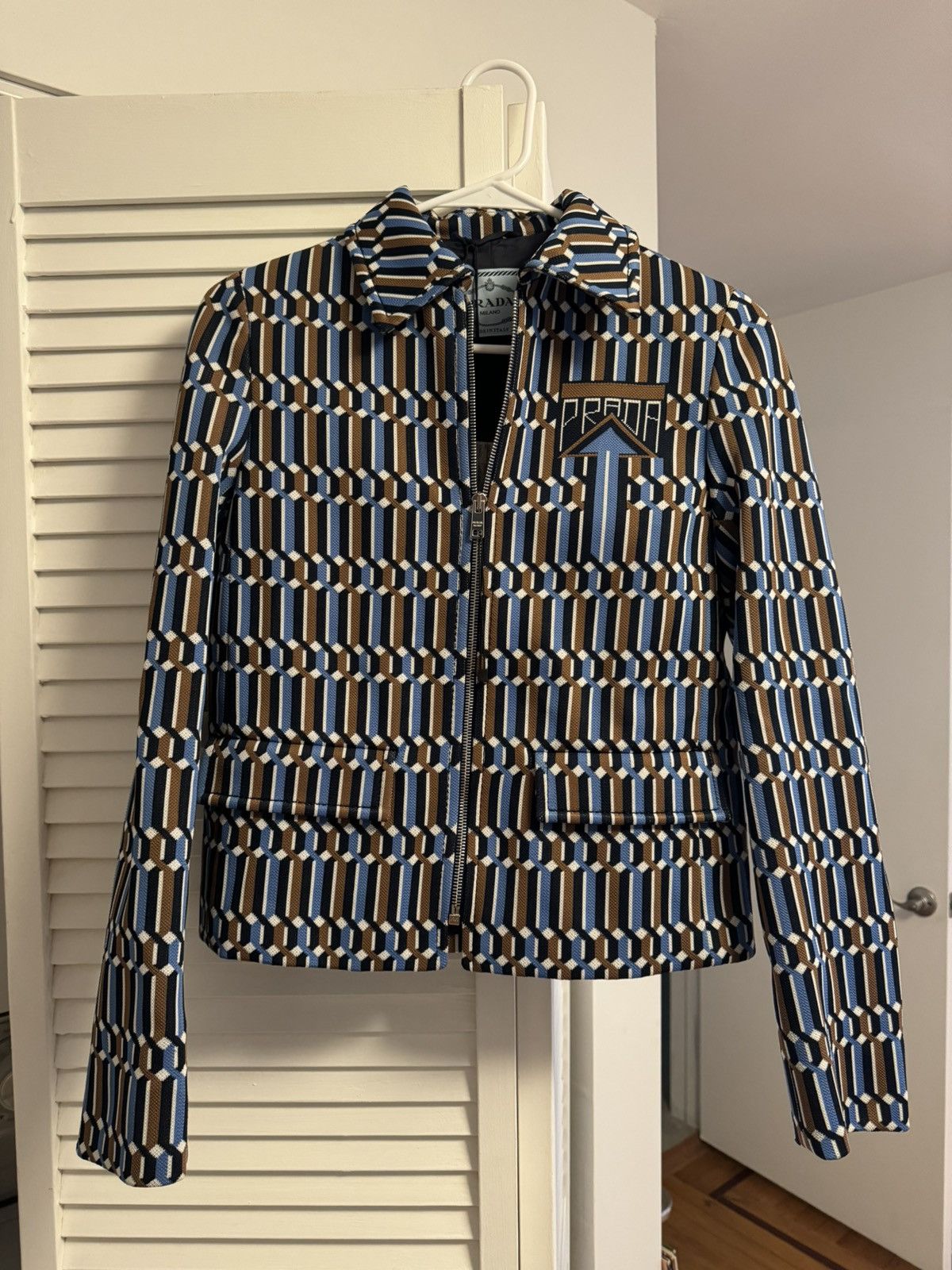 Prada Geometric Jacquard Jacket Size XS / US 0-2 / IT 36-38 - 1 Thumbnail