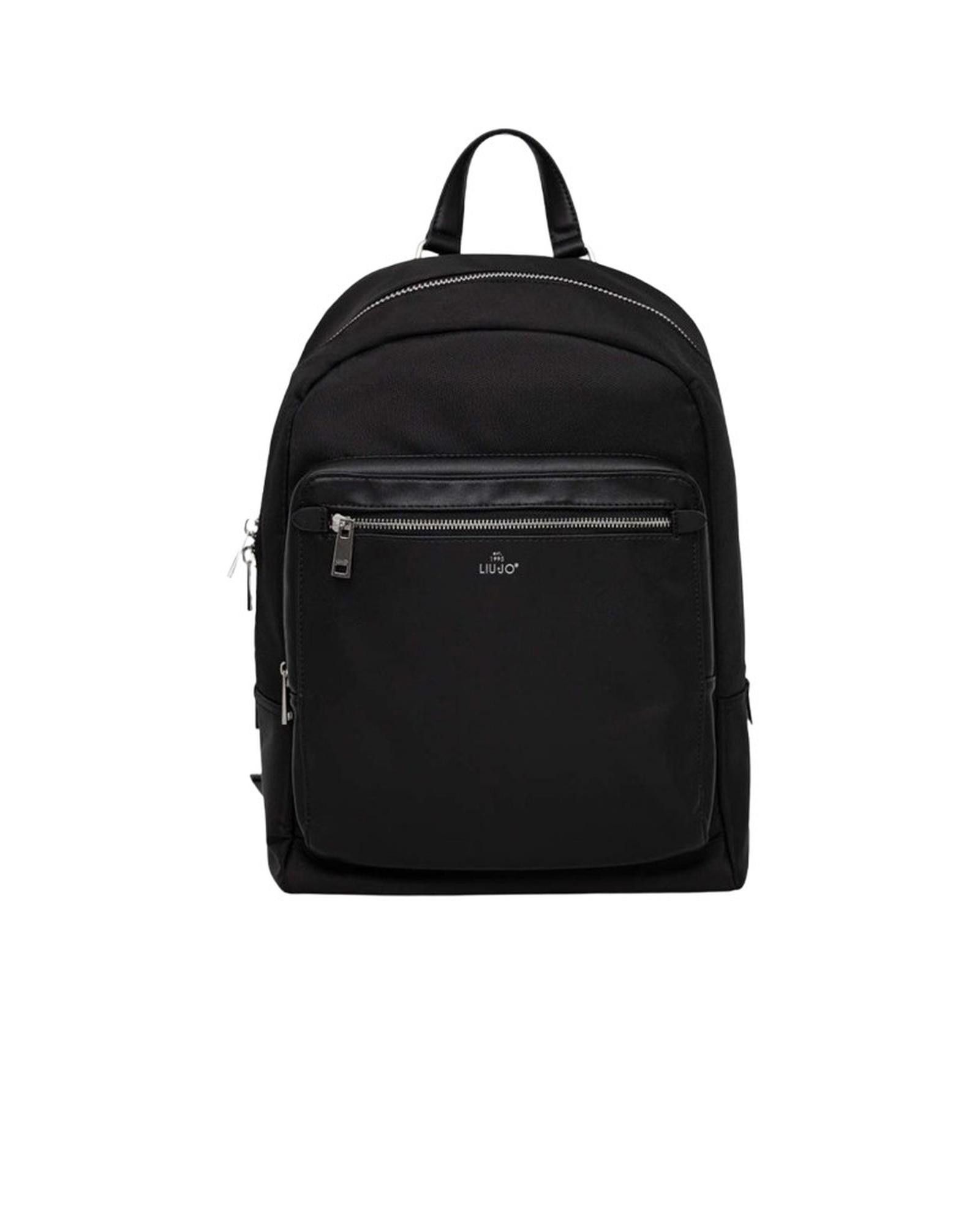 image of Liu Jo Black Faux Leather Handbag Rucksack With Zip Pockets, Men's