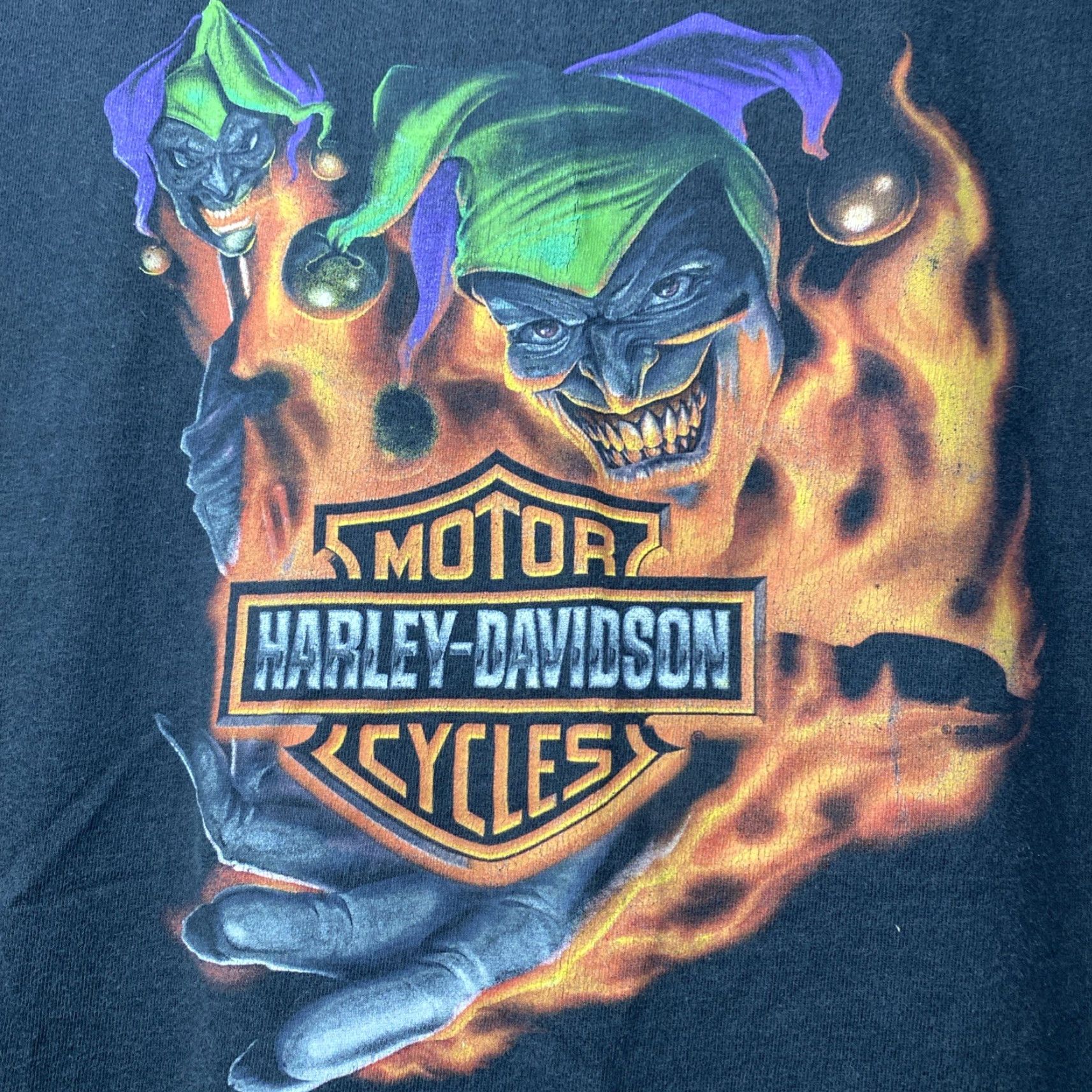Harley Davidson VINTAGE Harley-Davidson Jester T Shirt Sleeveless XL Black 90s Biker Motorcycle Mens Shirt Size US XL / EU 56 / 4 - 2 Thumbnail