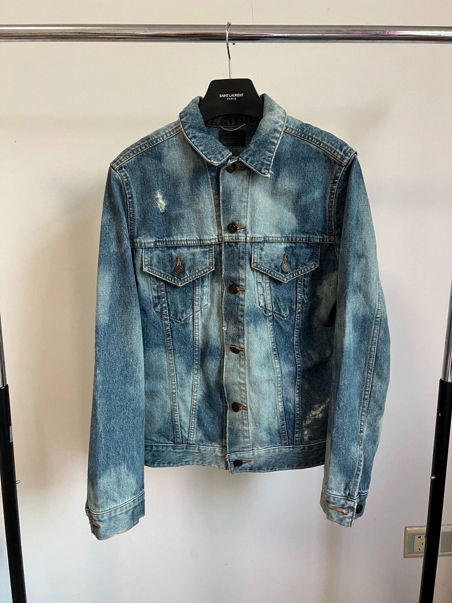 Saint Laurent Paris Saint Laurent SLP17SS Splatter Dyed Denim Jacket Size US S / EU 44-46 / 1 - 1 Thumbnail