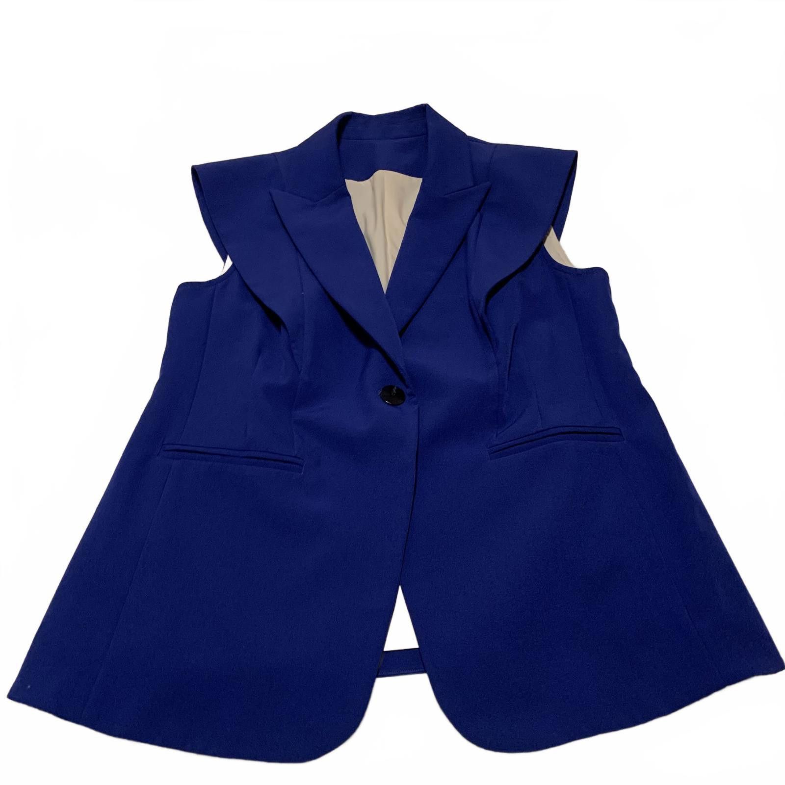 Unknown London Tailored Women's Sleeveless Lined Royal Blue Blazer Jacket Size M / US 6-8 / IT 42-44 - 1 Thumbnail
