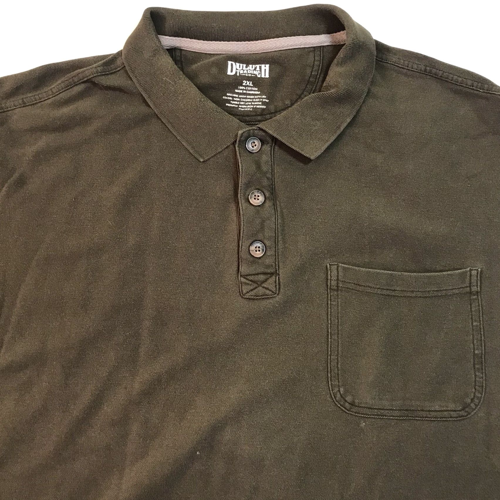 Vintage DULUTH Trading Polo Shirt Mens Short Sleeve Knit 100% Cotton Green 2XL Outdoors Casual Size US XXL / EU 58 / 5 - 2 Thumbnail