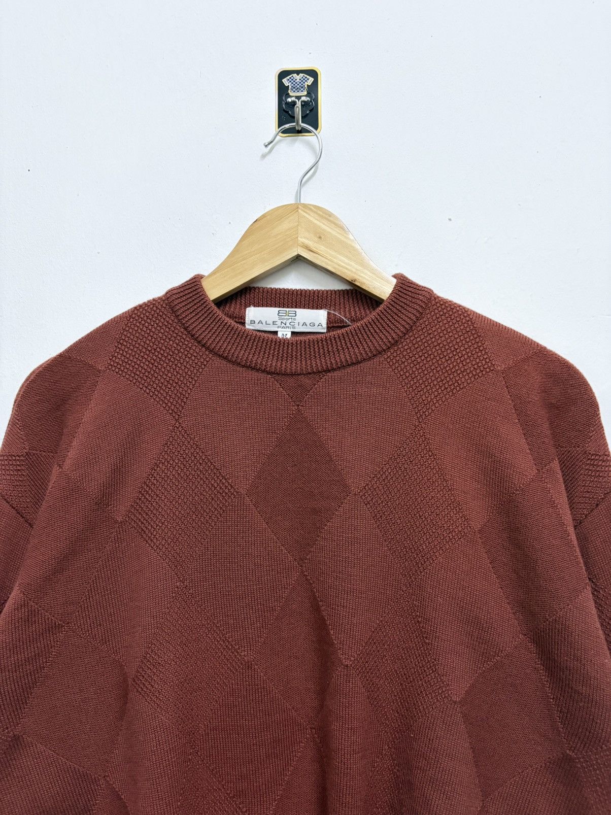 Balenciaga Vintage 90's Balenciaga Sports Maroon " BB " Knitwear Size US M / EU 48-50 / 2 - 3 Thumbnail