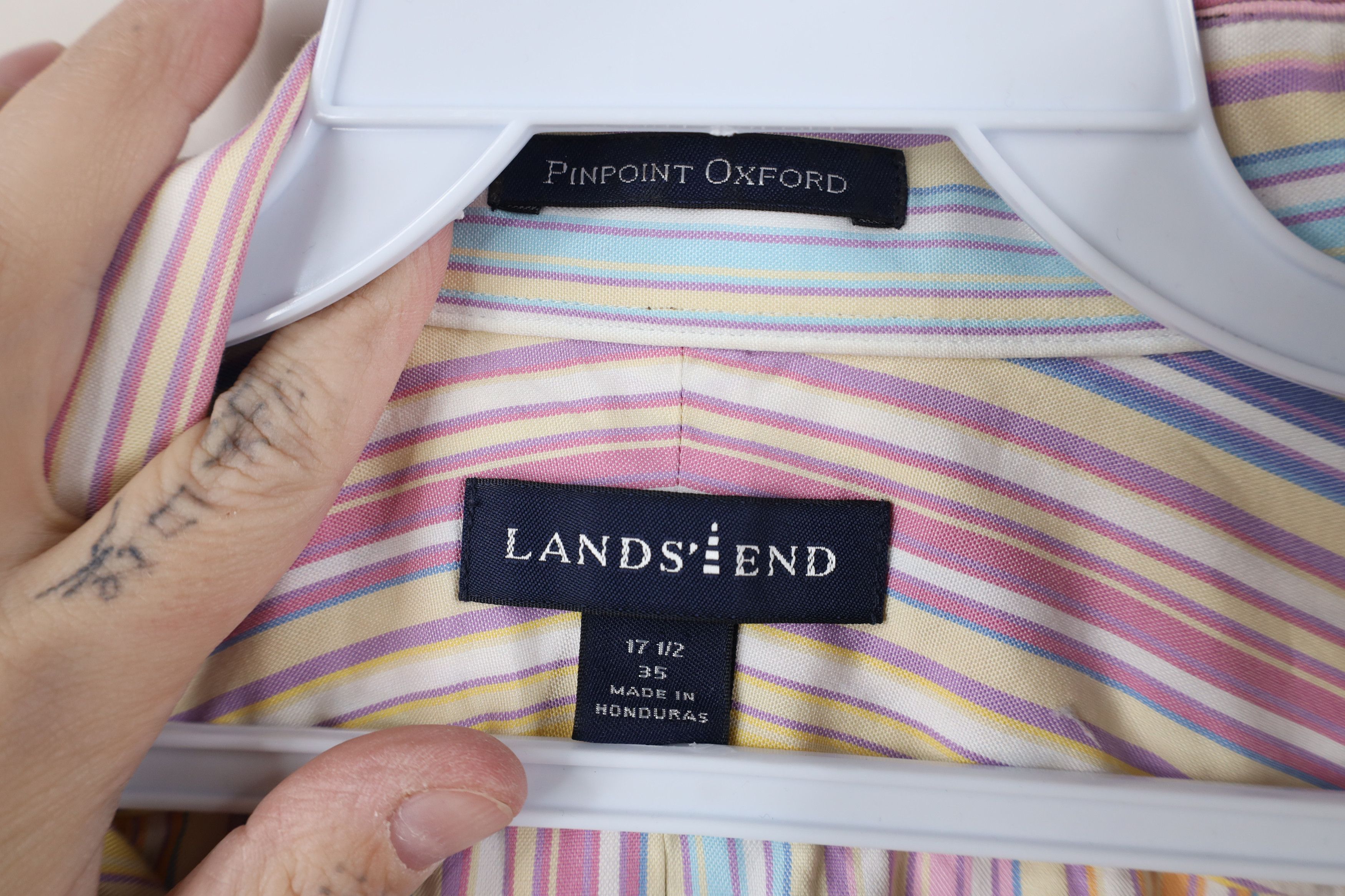 Lands' End Vintage Lands End Striped Pinpoint Oxford Button Down Shirt Size US L / EU 52-54 / 3 - 7 Thumbnail