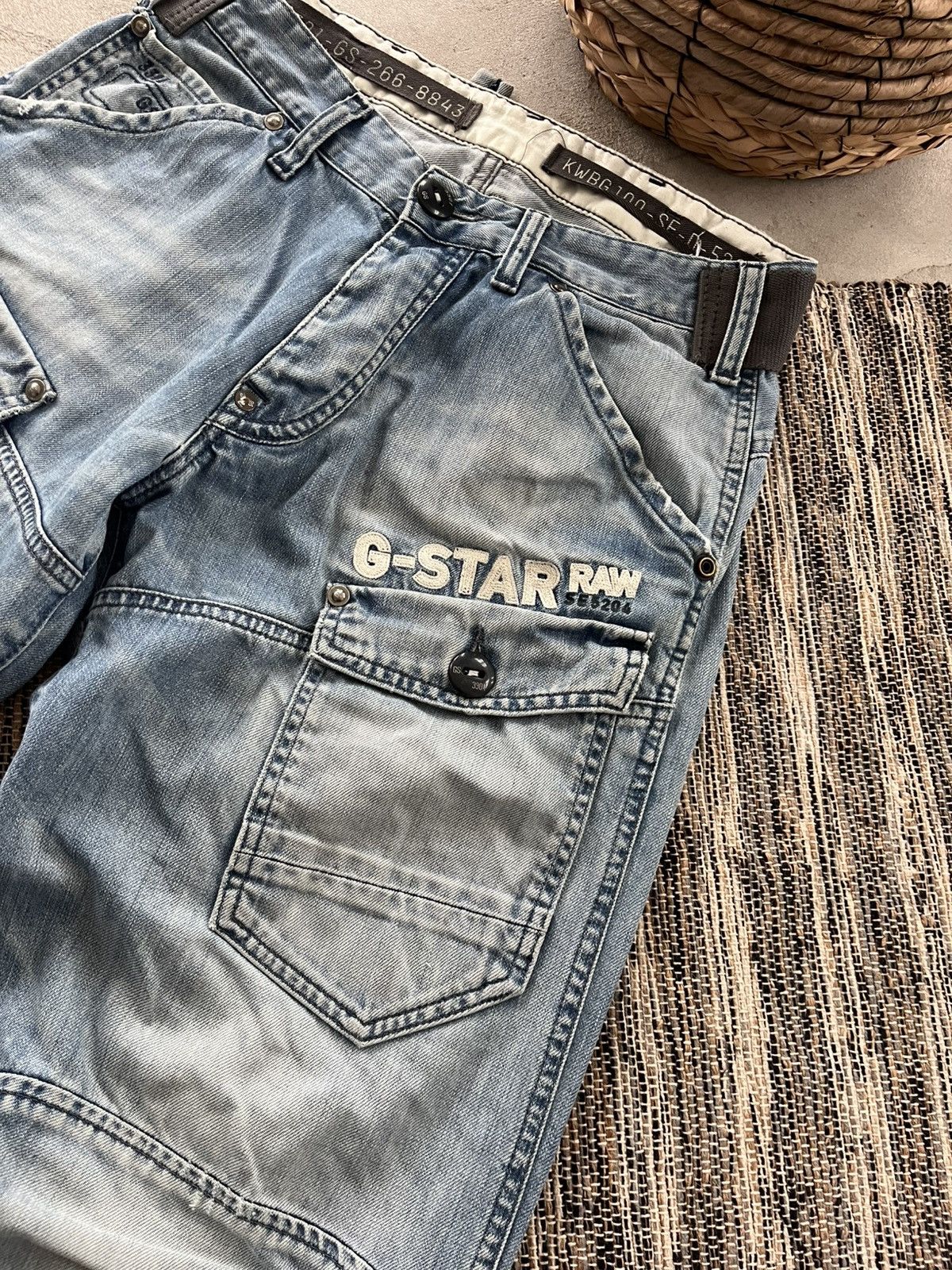 G-Star Vintage GStar Raw Moto Double Knee Faded Denim Jeans Y2K Size US 31 - 8 Thumbnail
