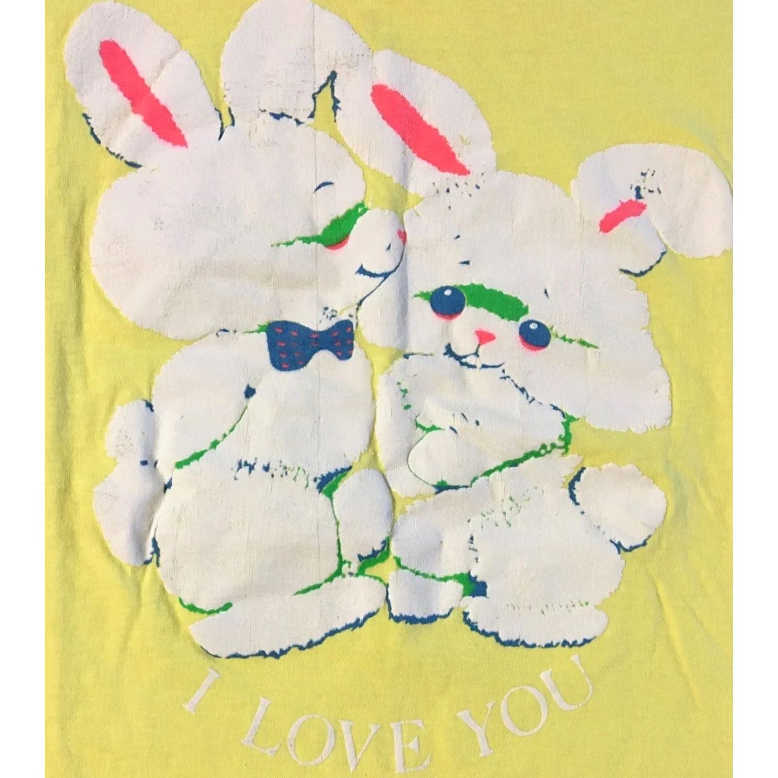 Vintage VINTAGE Bunny Rabbit I Love You Shirt S USA Striped Short Sleeve T-Shirt Men Yellow 80s 90s Friendship Happy Size US S / EU 44-46 / 1 - 2 Thumbnail