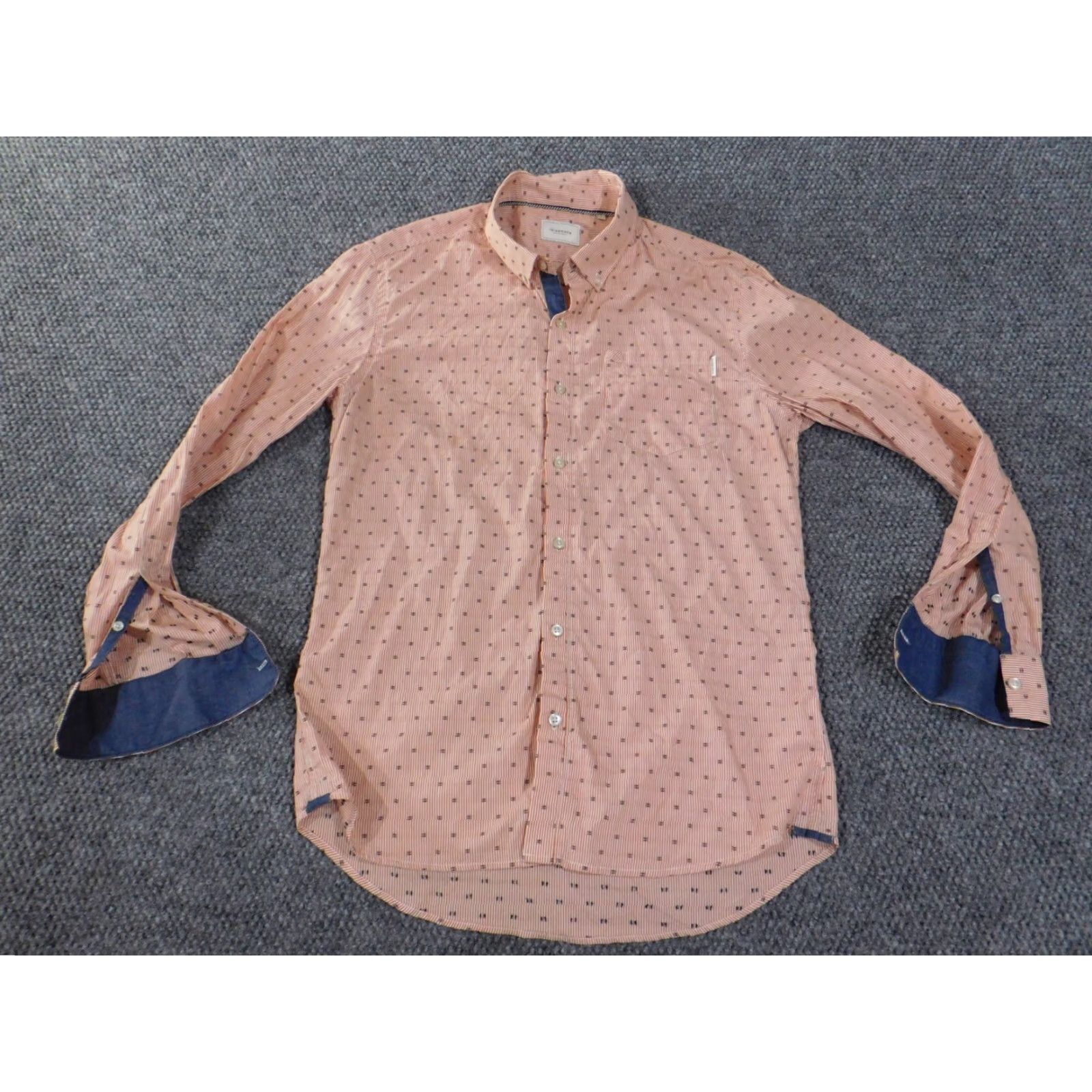 Vintage 7 diamonds Mens Shirt Small Orange Geometric Striped City Button Up Casual Size US S / EU 44-46 / 1 - 2 Thumbnail