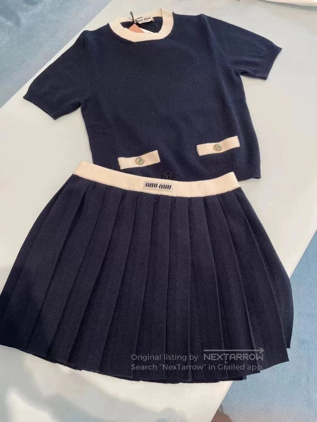 Miu Miu navy blue cashmere knit top by miu miu. Size US S / EU 44-46 / 1 - 6 Thumbnail
