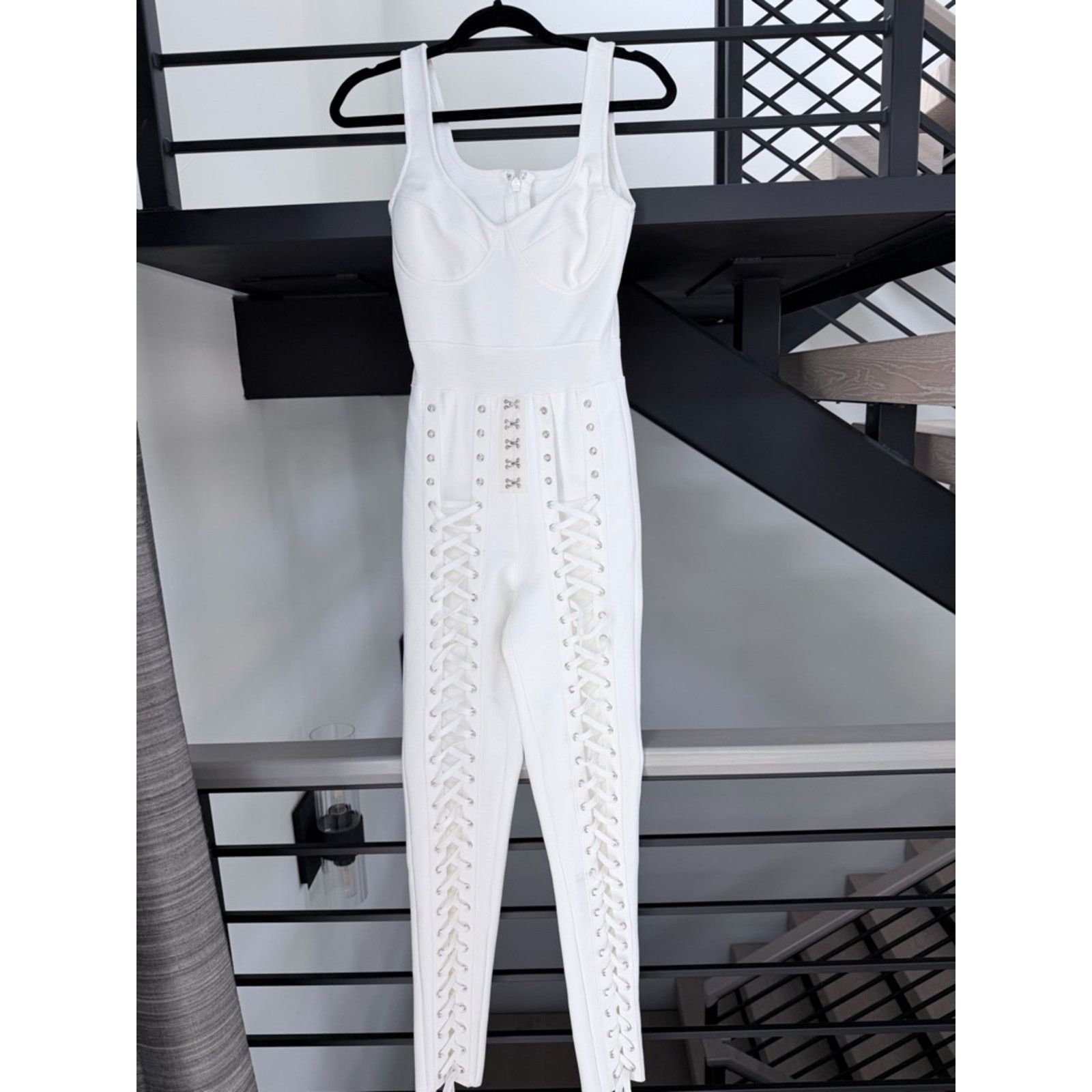 Other New Y2K Vacation White Lace-Up High-Waist Jumpsuit size S Size S / US 4 / IT 40 - 12 Thumbnail