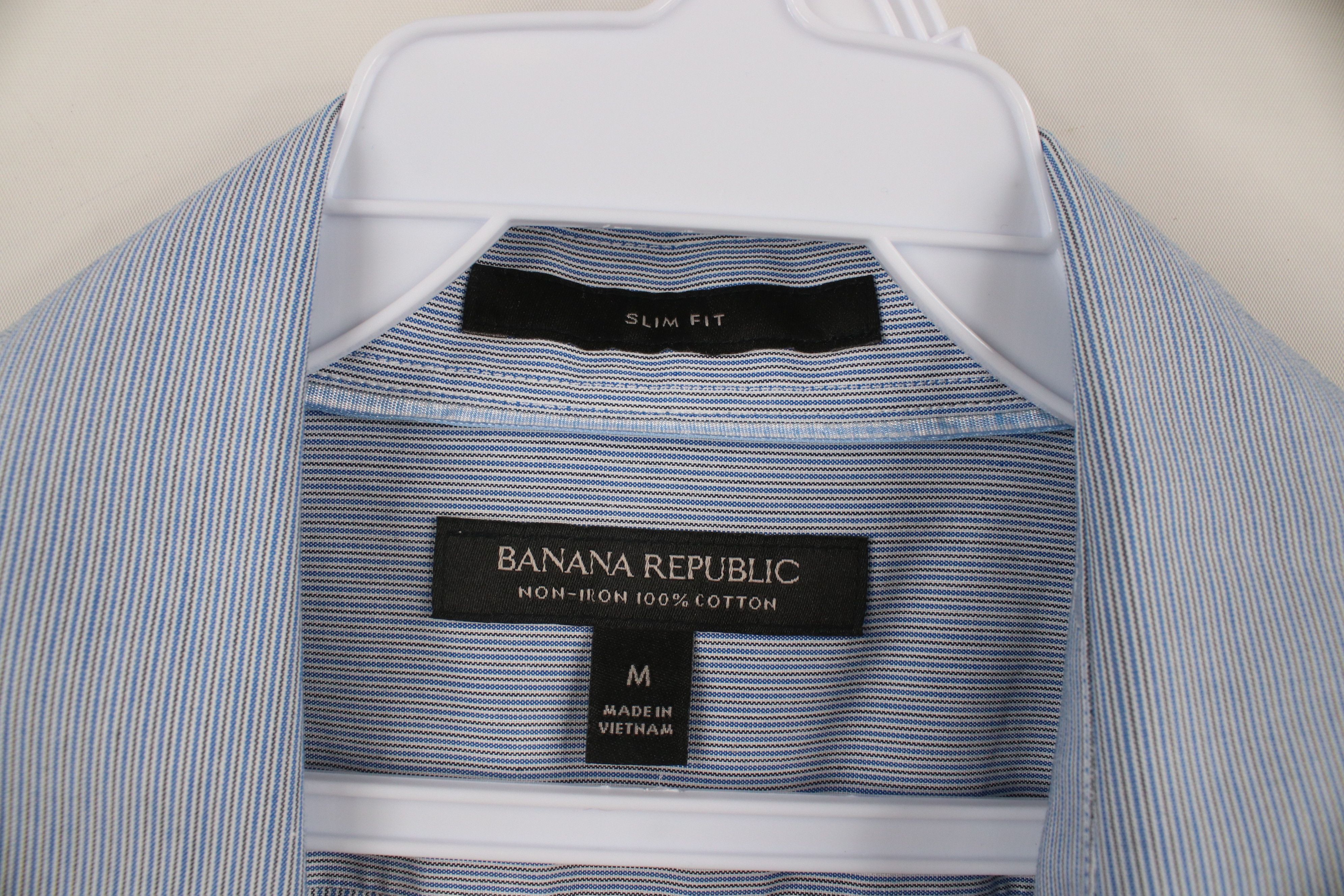 Banana Republic × Vintage New Banana Republic Striped Button Dress Shirt Blue Cotton Size US M / EU 48-50 / 2 - 5 Thumbnail