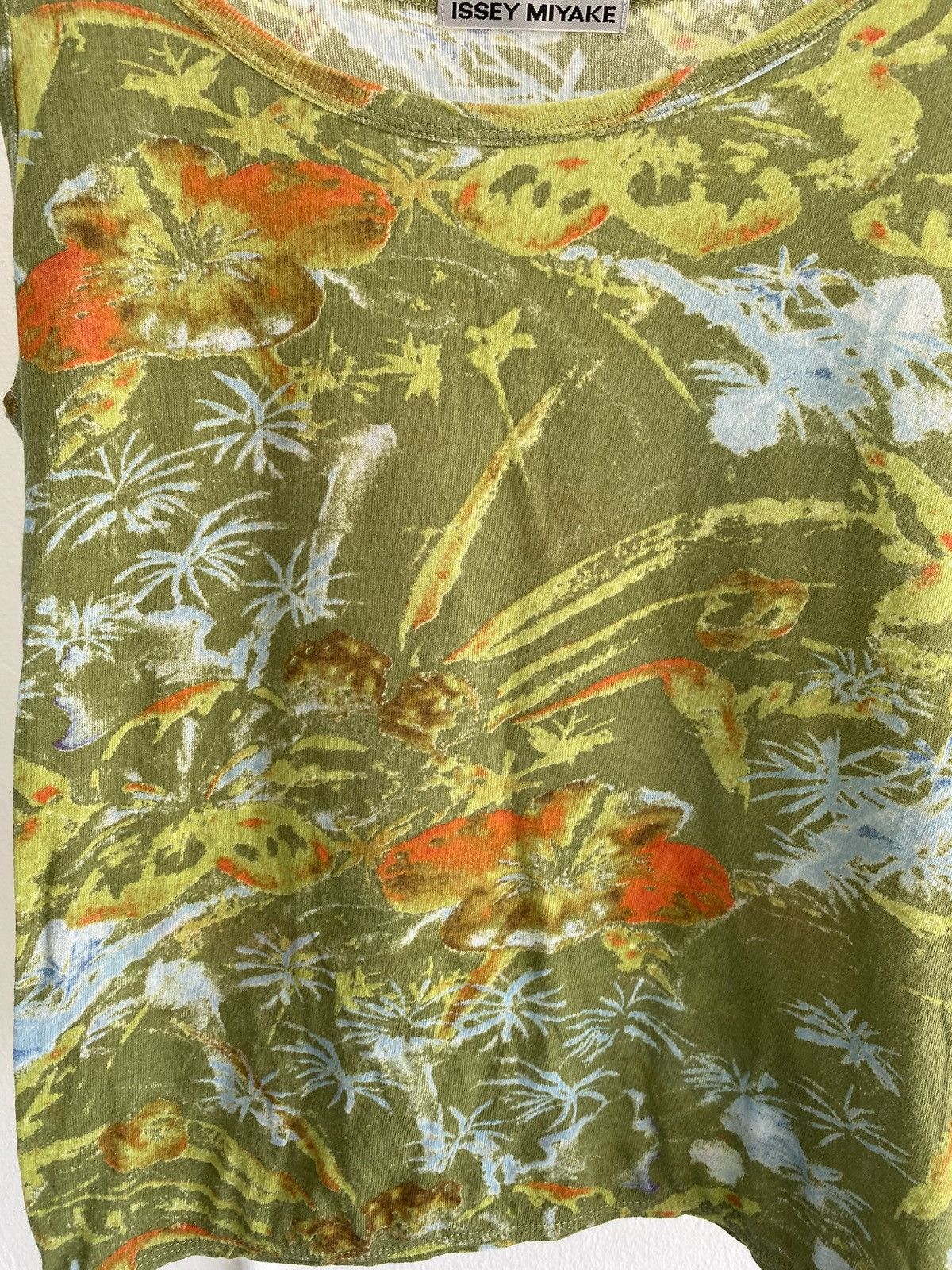 Issey Miyake × Japanese Brand × Vintage Issey Miyake 90s Summer Green Patterned Tank Top Size S / US 4 / IT 40 - 3 Thumbnail