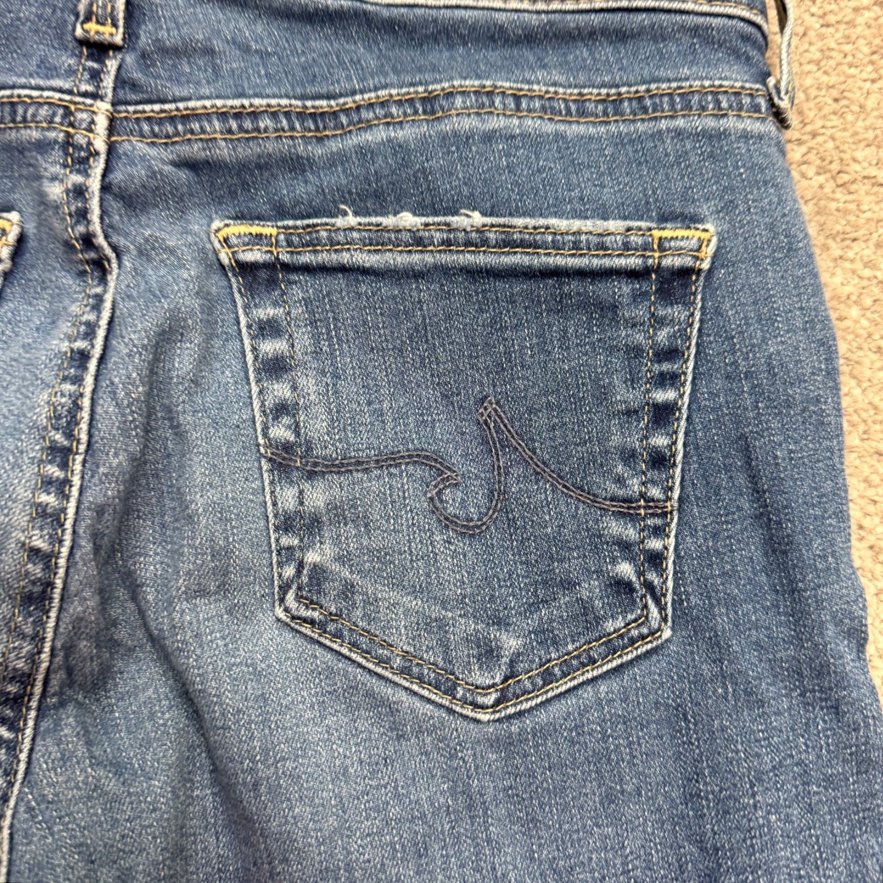 Anthropologie VINTAGE AG Adriano Goldschmied Skinny Jeans Women 25 Regular Blue Distressed Fall Spring Summer Winter Size 42" / US 20 - 6 Thumbnail