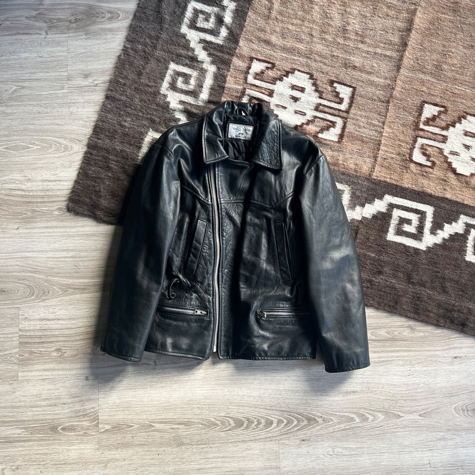 Leather Vintage Real Leather Made in England Biker Jacket 9706AC Size US S / EU 44-46 / 1 - 2 Thumbnail
