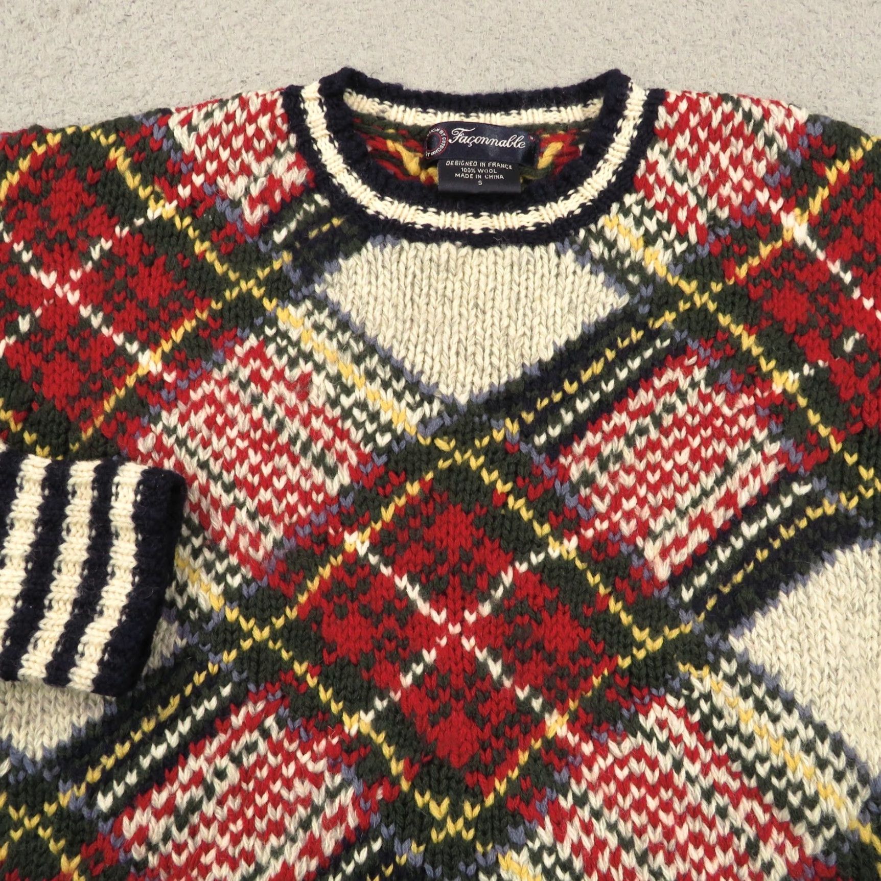 Faconnable VINTAGE Faconnable Sweater Men Wool Birdseye Fisherman Heavy Chunky Jumper Size US S / EU 44-46 / 1 - 2 Thumbnail