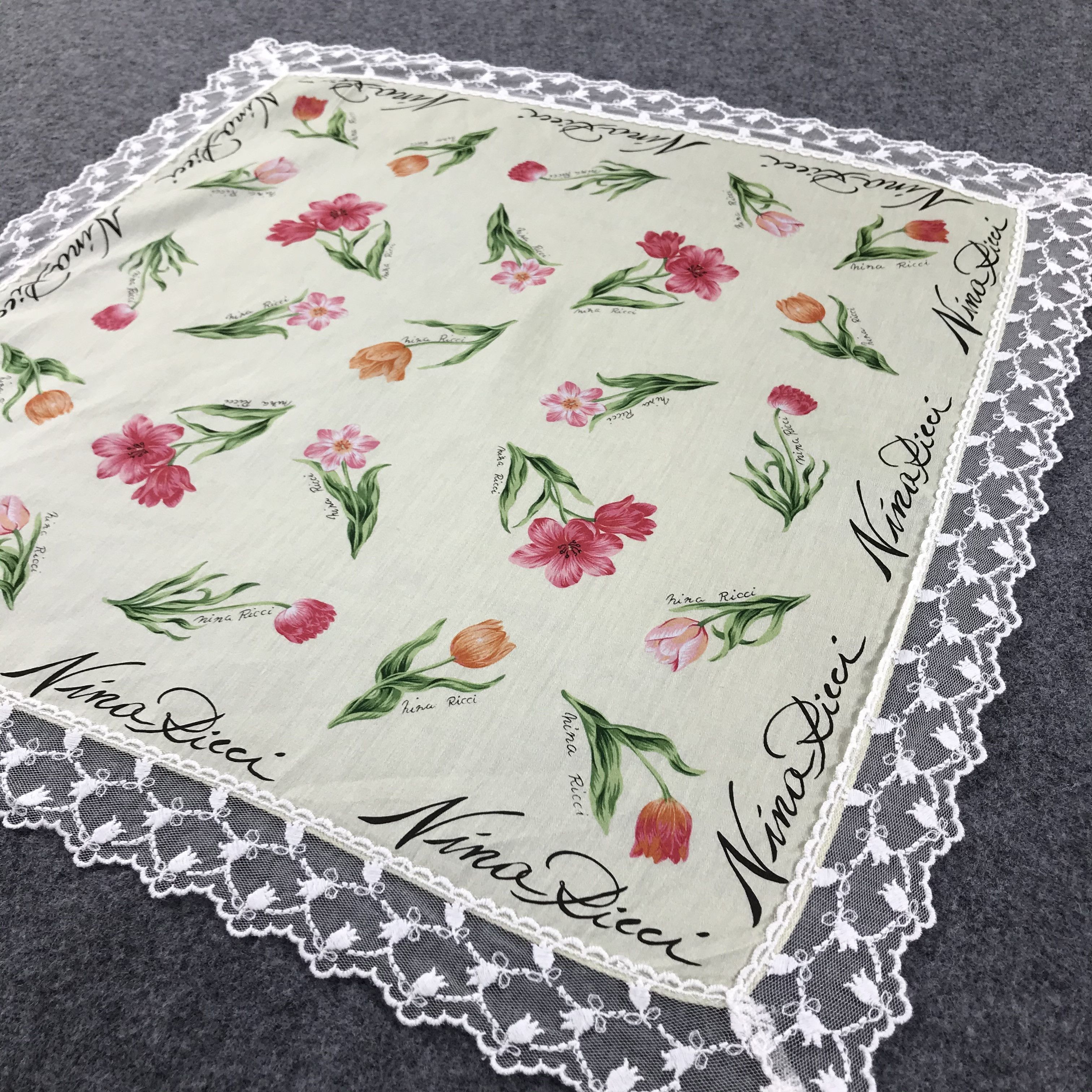 Nina Ricci Nina Ricci Floral Handkerchief Neckerchief Bandana H387 Size ONE SIZE - 5 Thumbnail