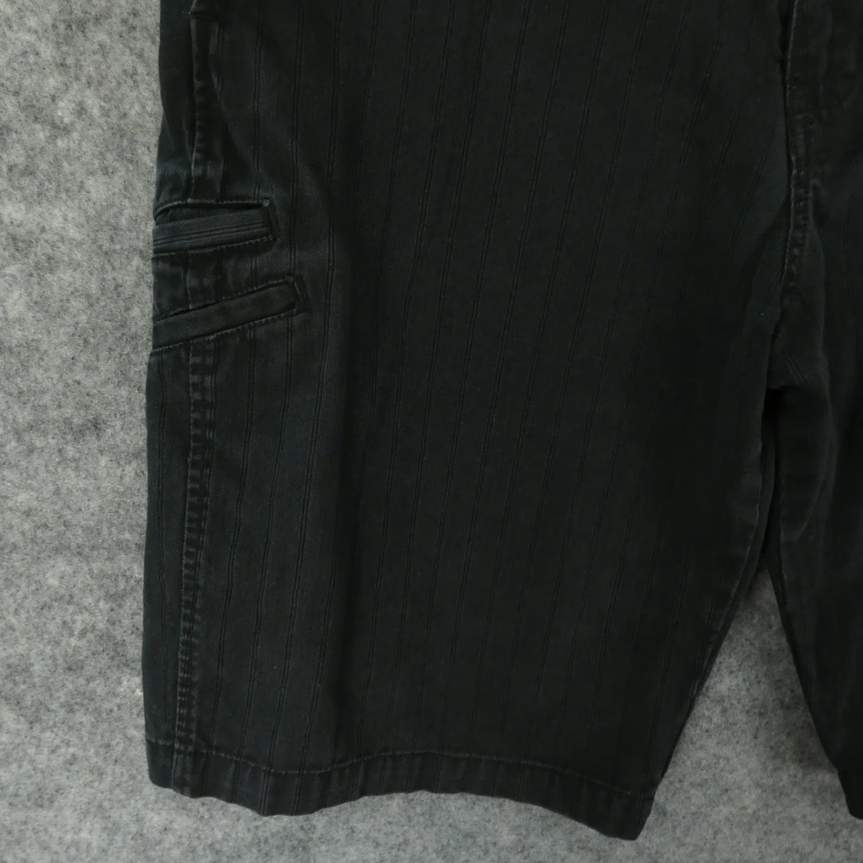 Vintage Fox Shorts Mens 31 Chino Flat Front Black Striped Embroidered Fox Head Size US 31 - 3 Thumbnail