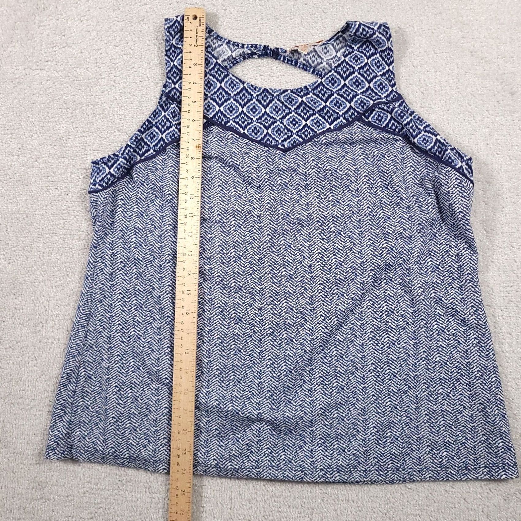 Vintage Skies are Blue Shirt Women's 2XL Blue Boho Artsy Sleeveless Peasant Blouse Size XXL / US 16-18 / IT 52-54 - 6 Thumbnail