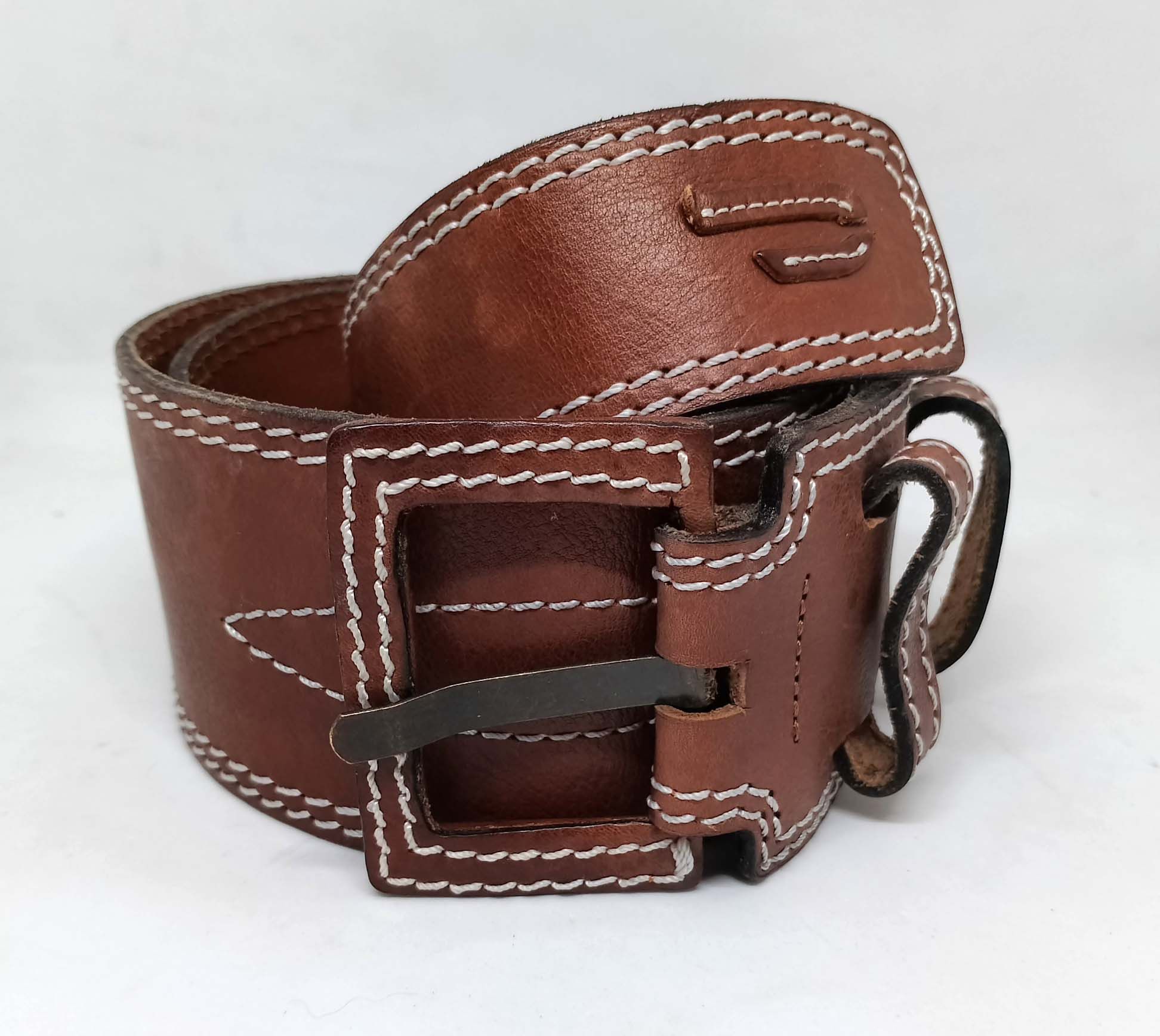 Diesel Diesel Wide Leather Belt – Brown – Size 95/38 – 70 mm Size ONE SIZE - 1 Thumbnail