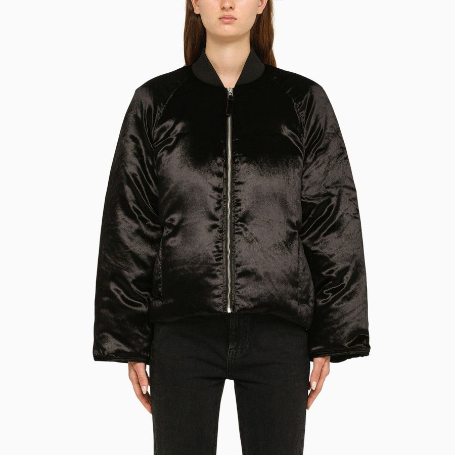 Loulou de Saison o1d2blof0824 Lafu Velvet Padded Bomber Jacket in Black Size XS / US 0-2 / IT 36-38 - 1 Thumbnail