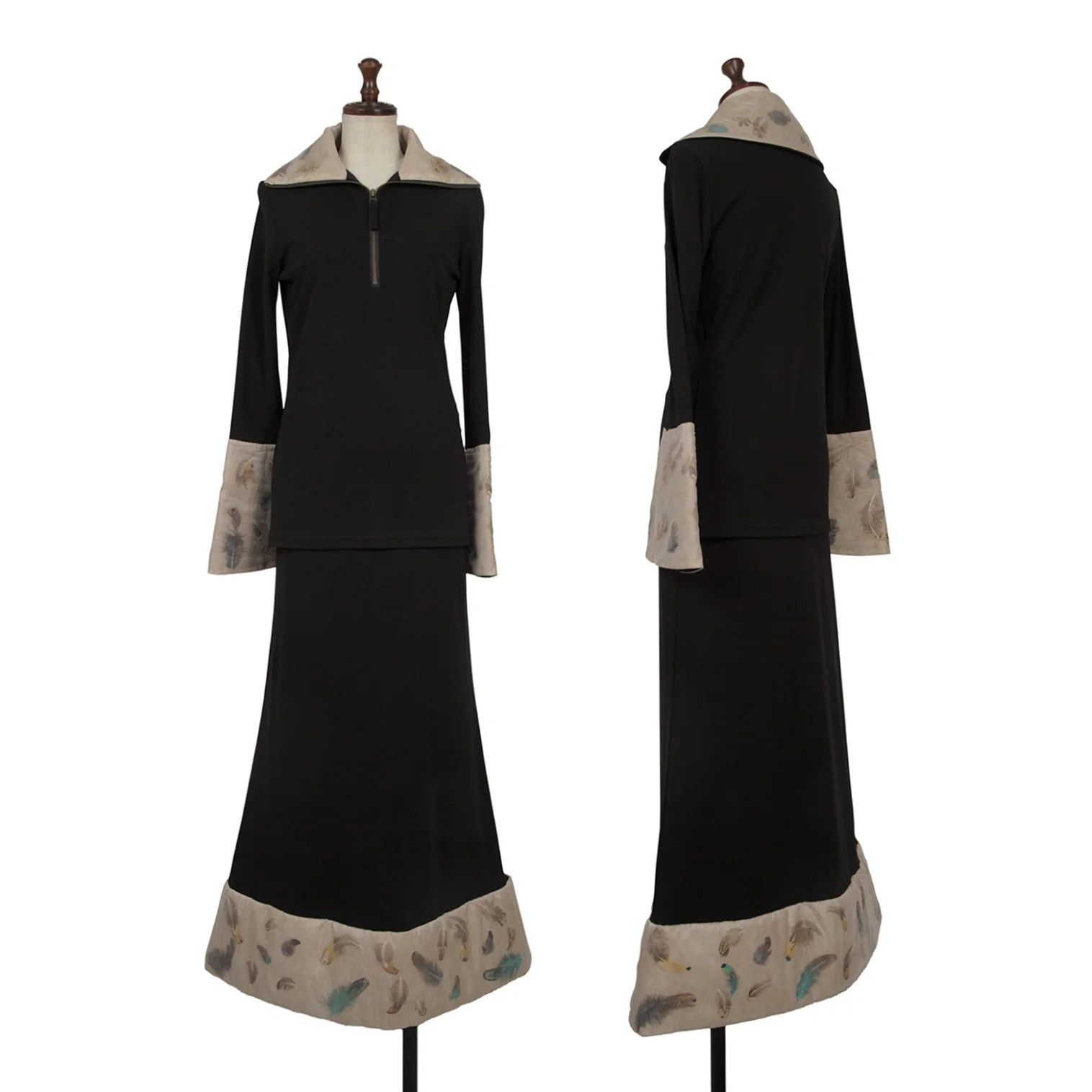 Jean Paul Gaultier Feather Design Setup in Black with Jacket and Skirt Size US XL / EU 56 / 4 - 1 Thumbnail