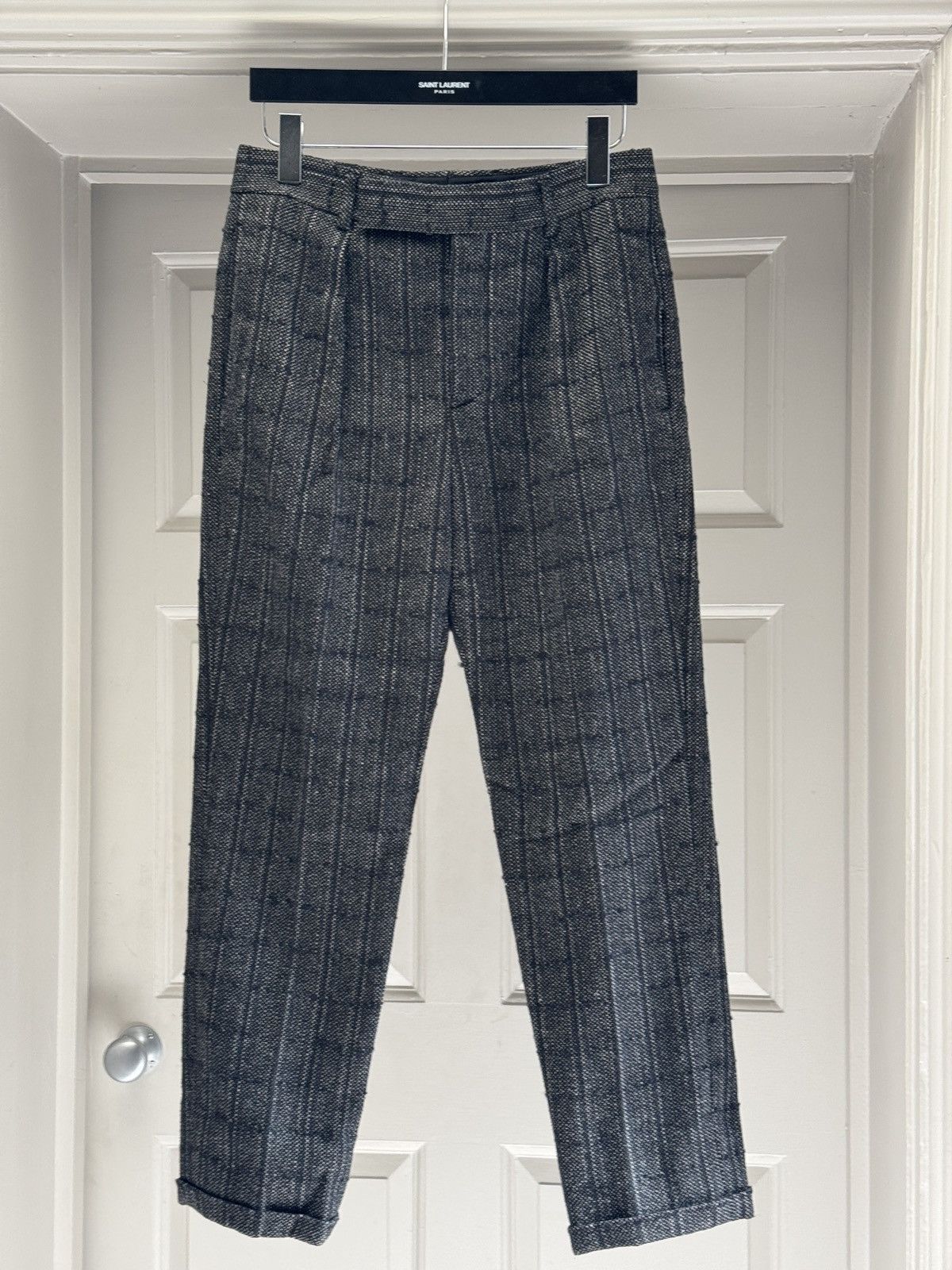 Saint Laurent Paris SAINT LAURENT Mens Black and White Wool Trousers IT 46 Size US 30 / EU 46 - 2 Thumbnail