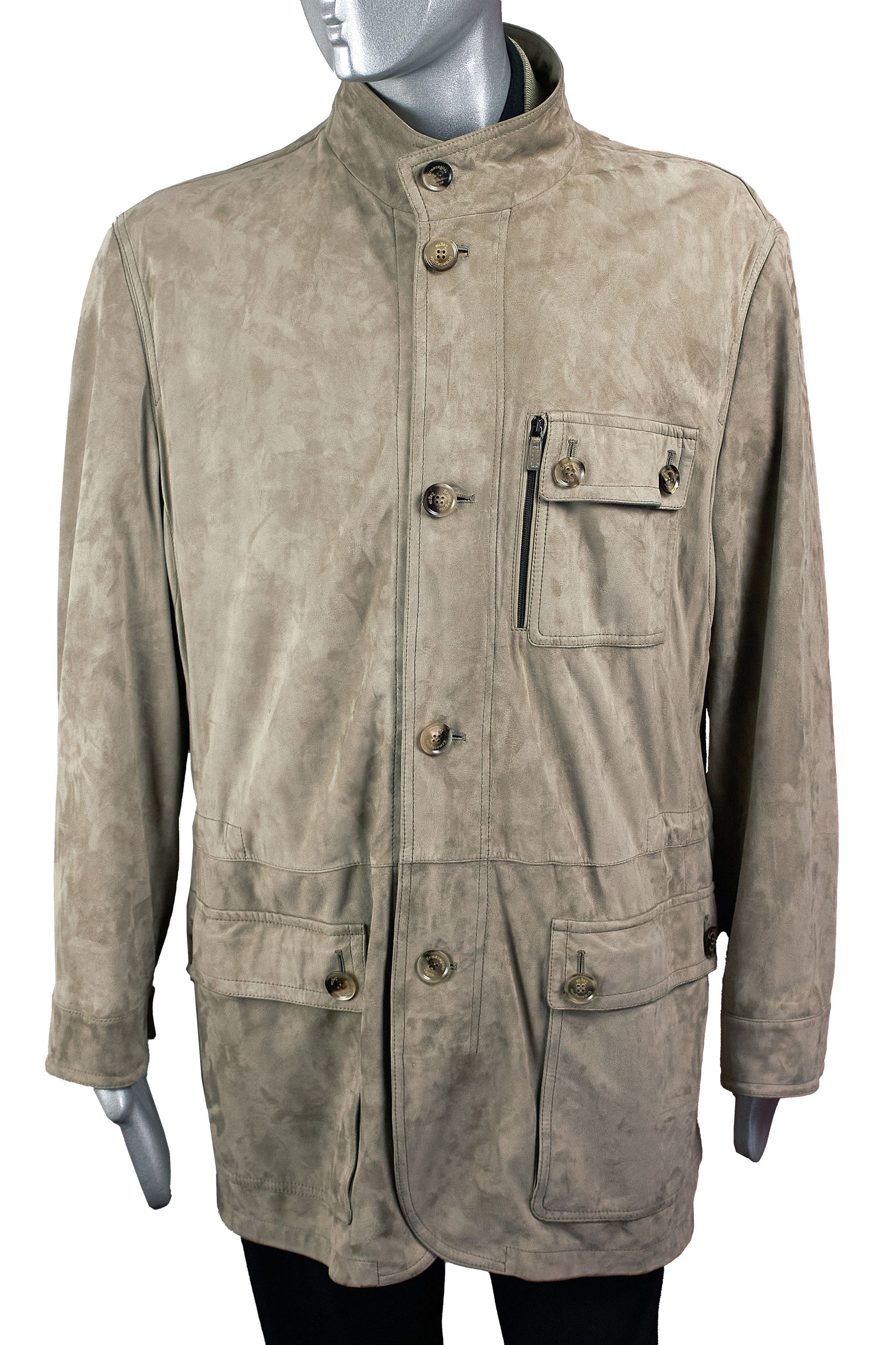 Ermenegildo Zegna Ermenegildo Zegna Goat Suede Leather Jacket, Taupe, Italy Size US XXL / EU 58 / 5 - 2 Thumbnail