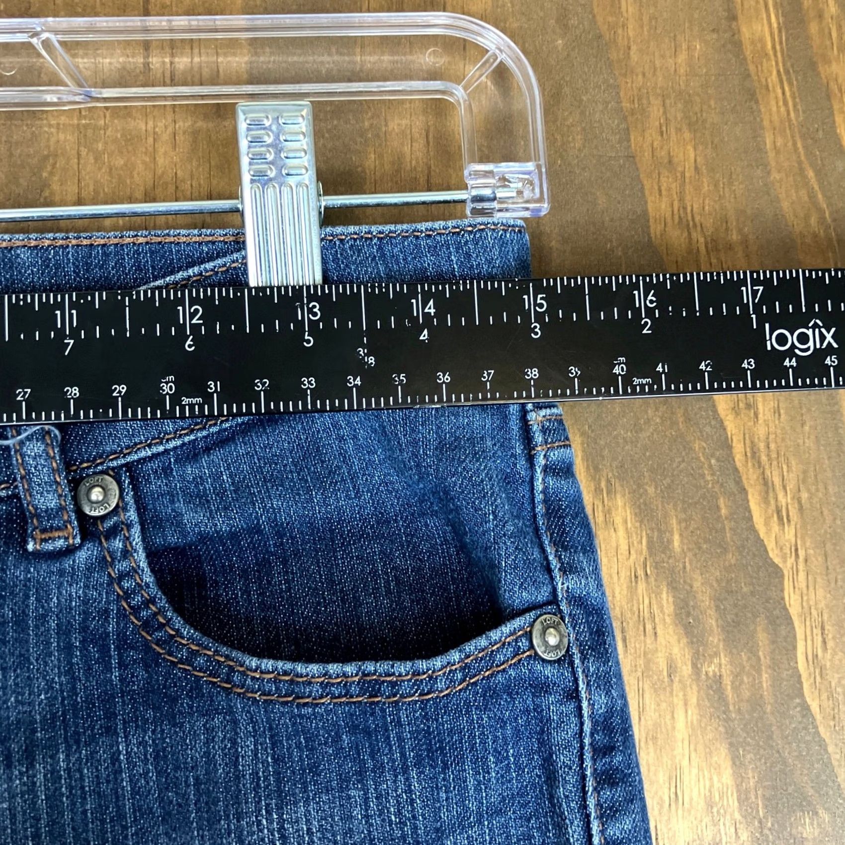 Loft VINTAGE LOFT Womens Jeans Blue Petite Original Straight Leg Mid Rise Raw Hems Stretch 8P Size 30" / US 8 / IT 44 - 6 Thumbnail