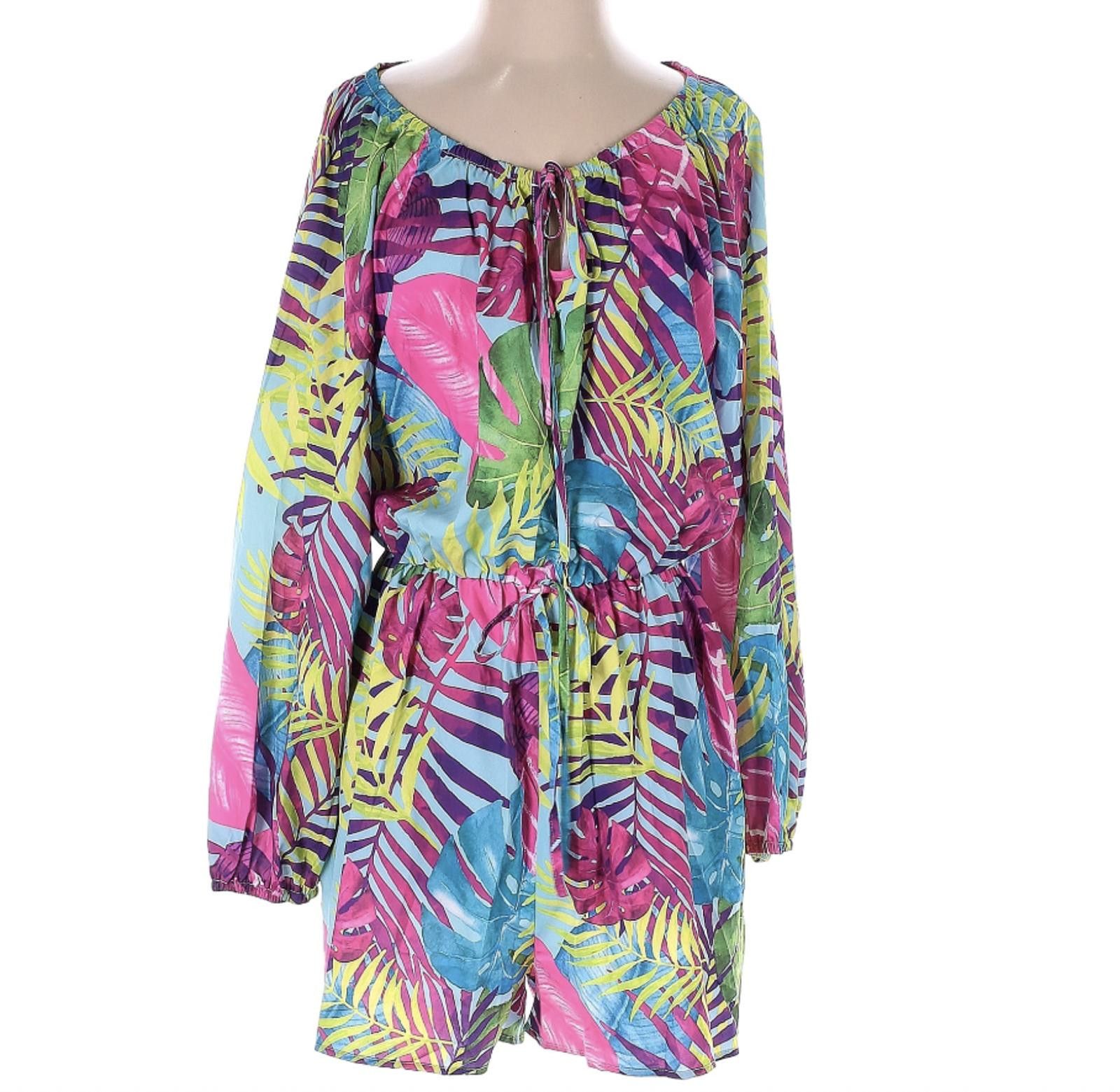 Shein Shein Tropical Print Long Sleeve Romper Size 8-10 Large Size 36" / US 14 / IT 50 - 1 Thumbnail