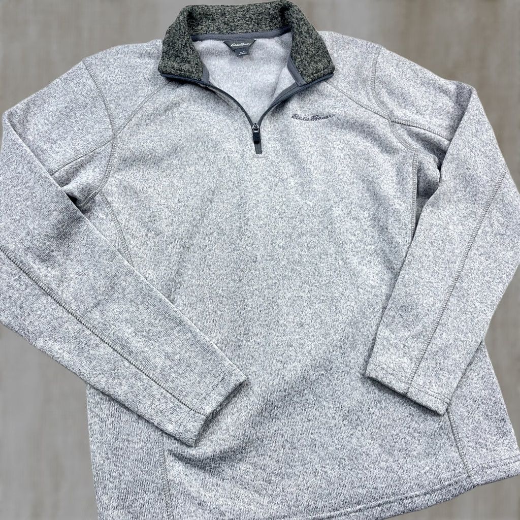 Eddie Bauer Eddie Bauer Sweater Men Large Gray Pullover Quarter Zip Fleece Jacket Heather Gray B0 Size US L / EU 52-54 / 3 - 1 Thumbnail