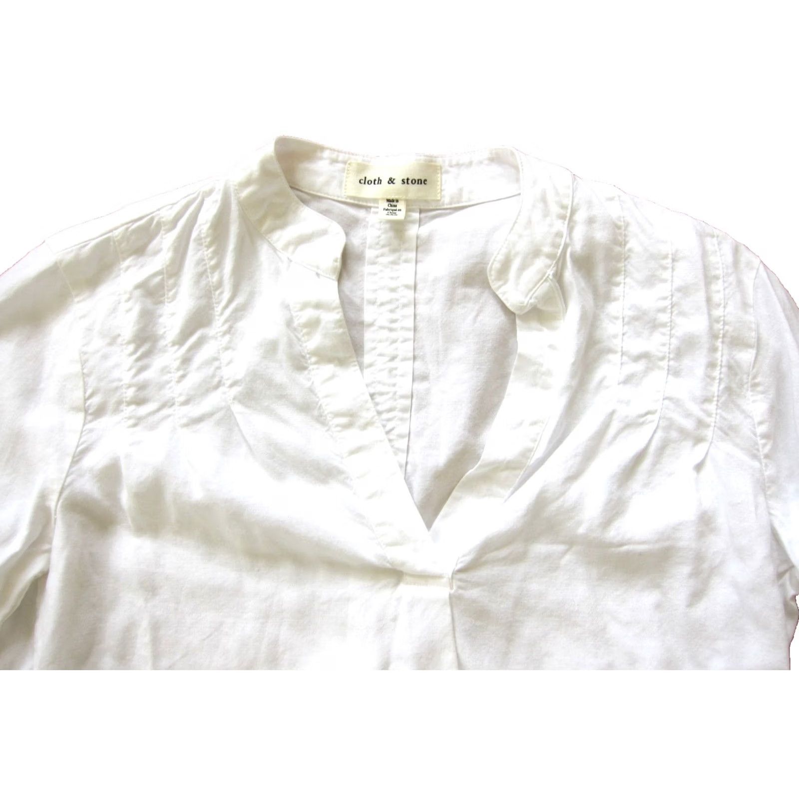 CLOT Cloth & Stone Blouse Women's 2XS Long Sleeve V-Neck Rayon White Solid Casual Shirt Size XXS / US 00 / IT 34 - 3 Thumbnail