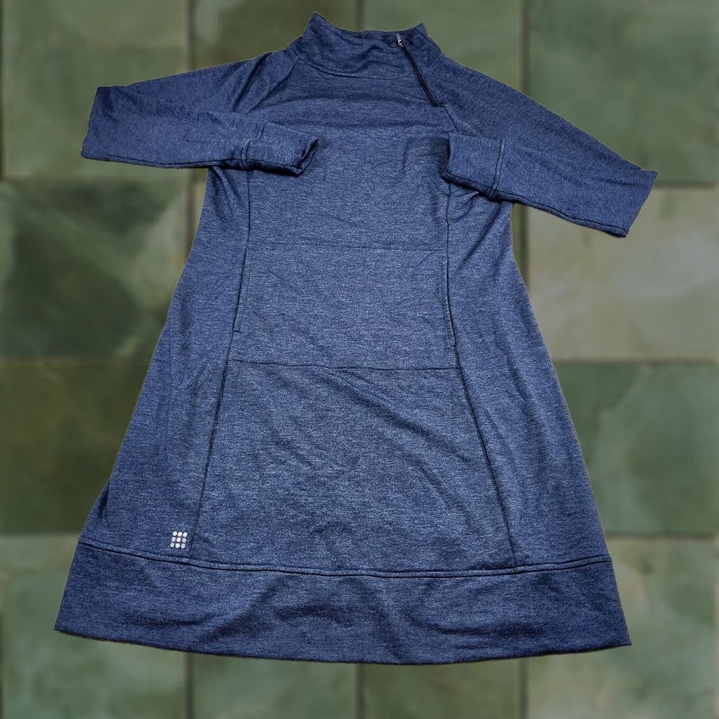 Vintage Title Nine Dress Womens M Blue Women French Terry Guthrie Mockneck Athleisure Stretch Size M / US 6-8 / IT 42-44 - 1 Thumbnail