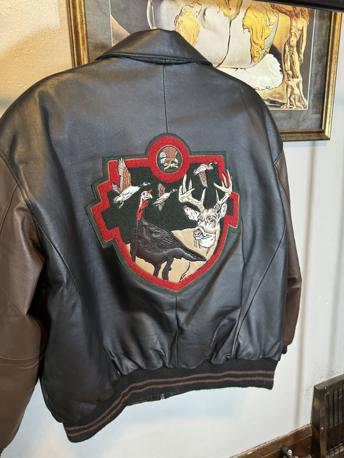 Vintage Vtg North American Hunting Club Life Leather Varsity Jacket Size US L / EU 52-54 / 3 - 7 Thumbnail
